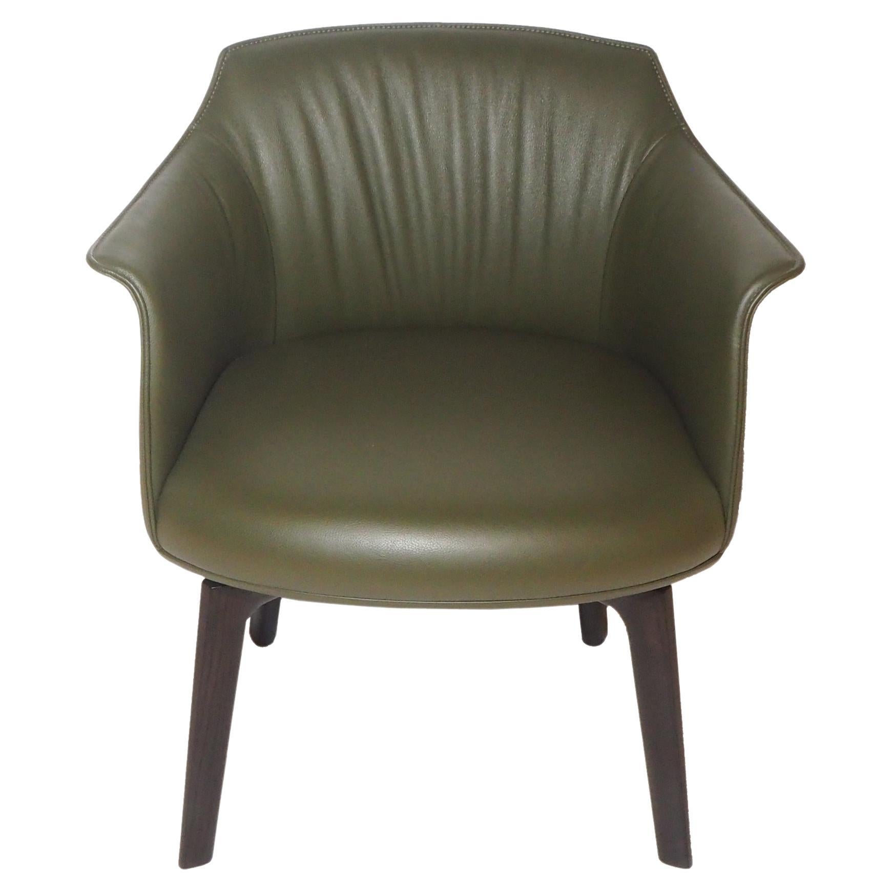 Archibald Swivel Dining Chair in genuine leather Pelle SC 177 Limo Green For Sale