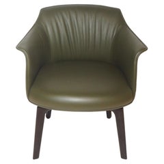 Chaise de salle à manger pivotante Archibald en cuir véritable Pelle SC 177 Limo Green