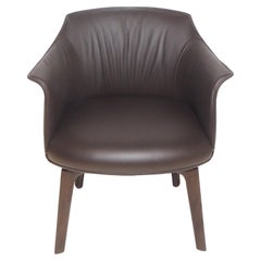 Archibald Swivel Dining Chair in Genuine Leather Pelle SC 29 Ardesia Dark Brown