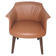 Archibald Swivel Dining Chair in Genuine Leather Pelle SC 48 Tonka Brown