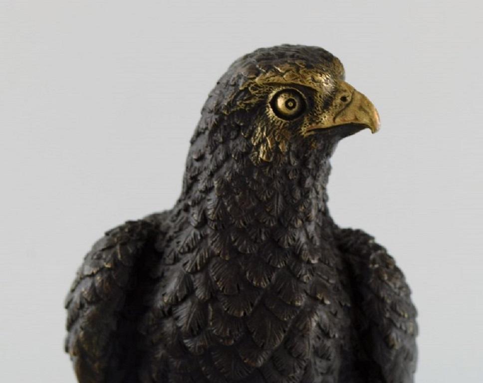 20th Century Archibald Thorburn, Scotland, Bird of Prey in Solid Bronze For Sale