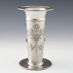 Archiblad Knox for Tudric Polished Pewter Vase c1905