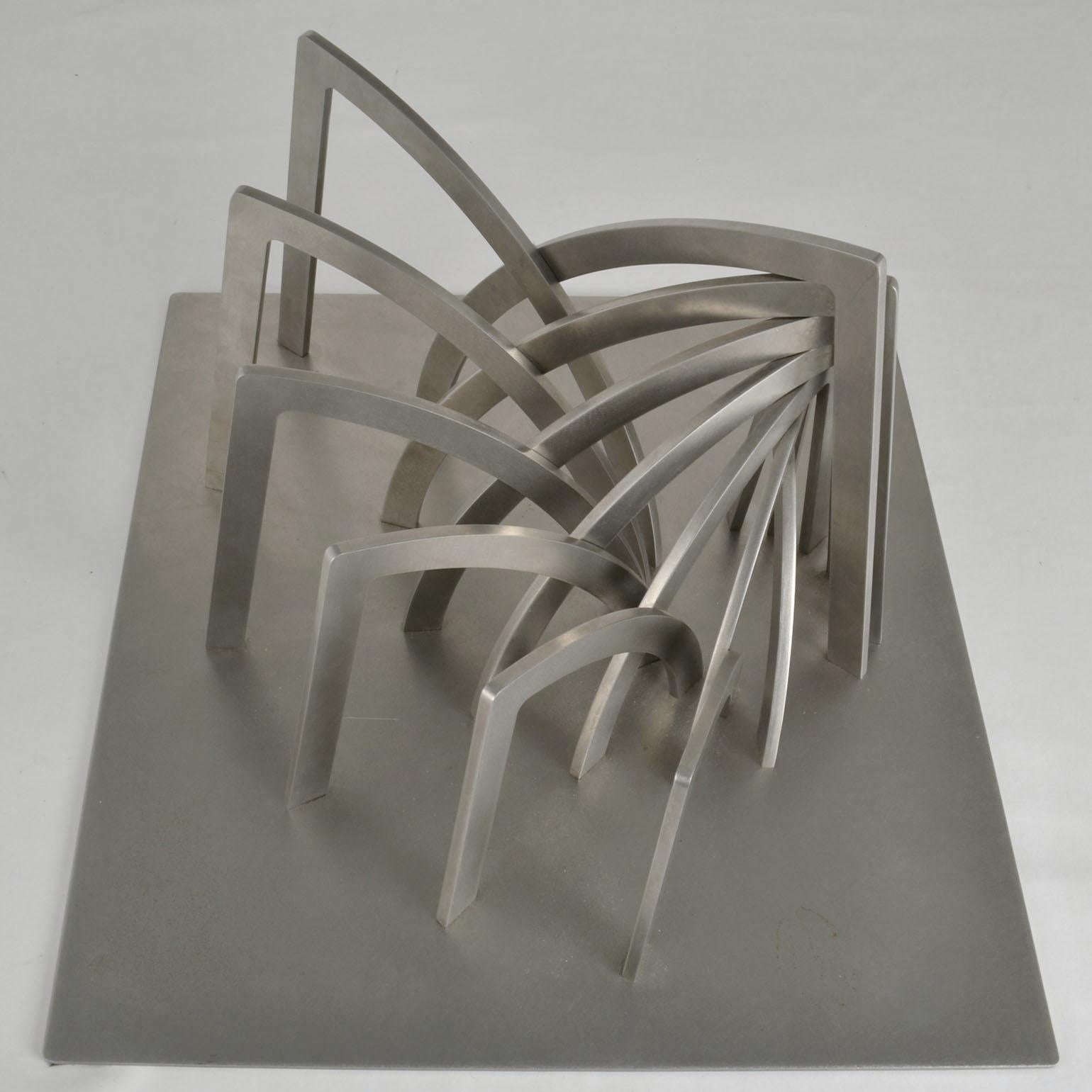 Stainless Steel Archictural Abstract Sculpture by Dutch Margot Zanstra For Sale