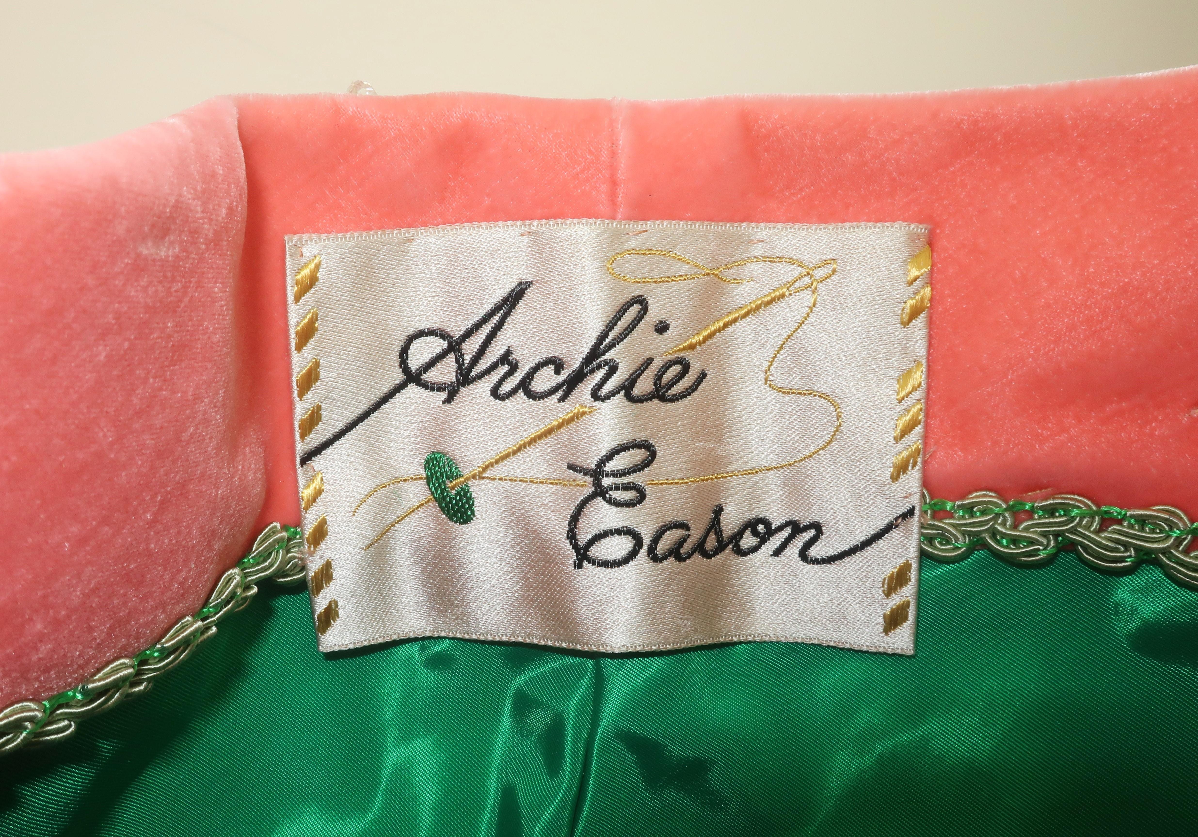 Archie Eason Beaded Peach Velvet Turban Hat, 1965 7