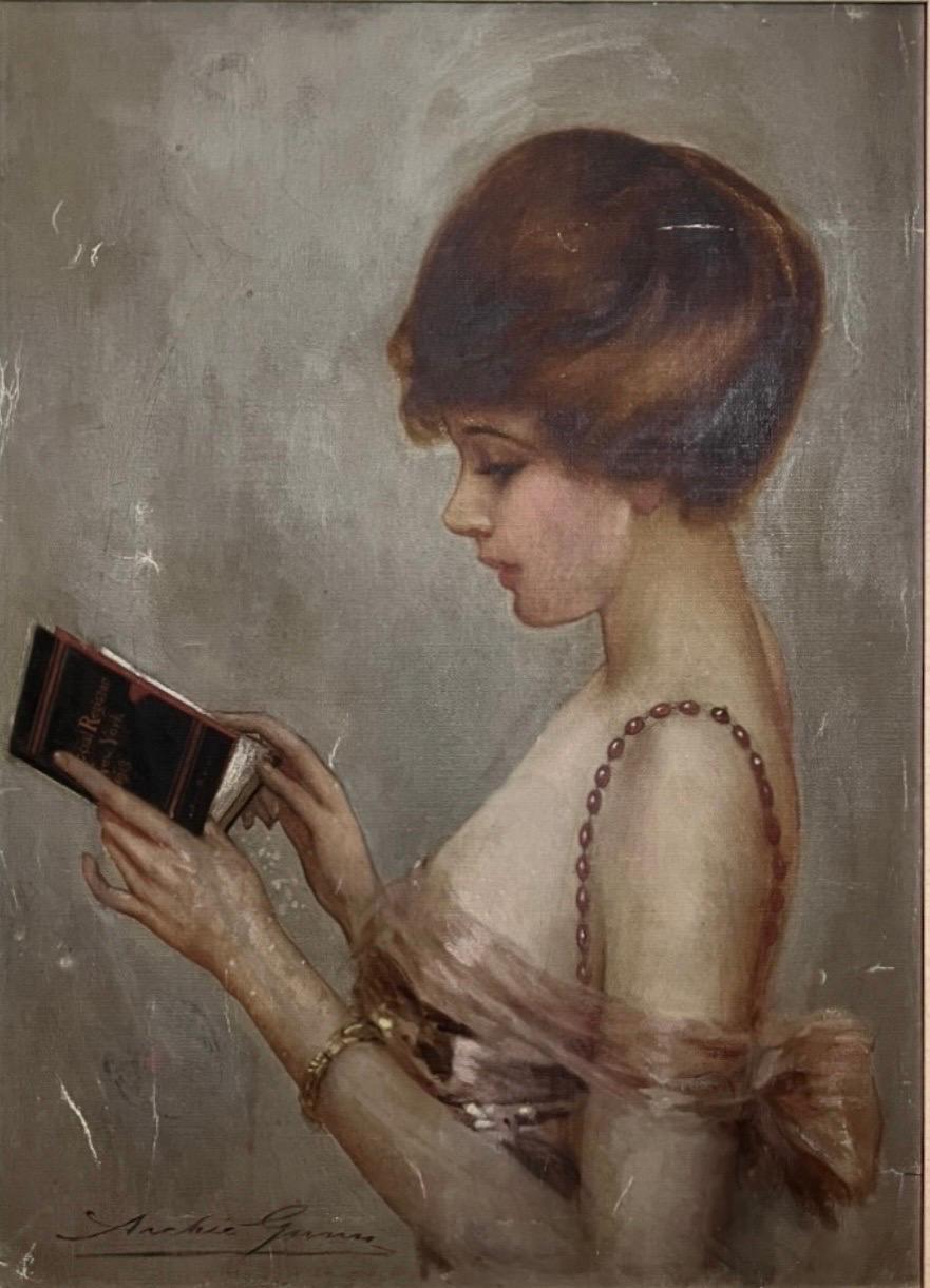 Archie Gunn, Ohne Titel, Porträt eines Debutanten, Öl auf Leinwand (Art nouveau) im Angebot
