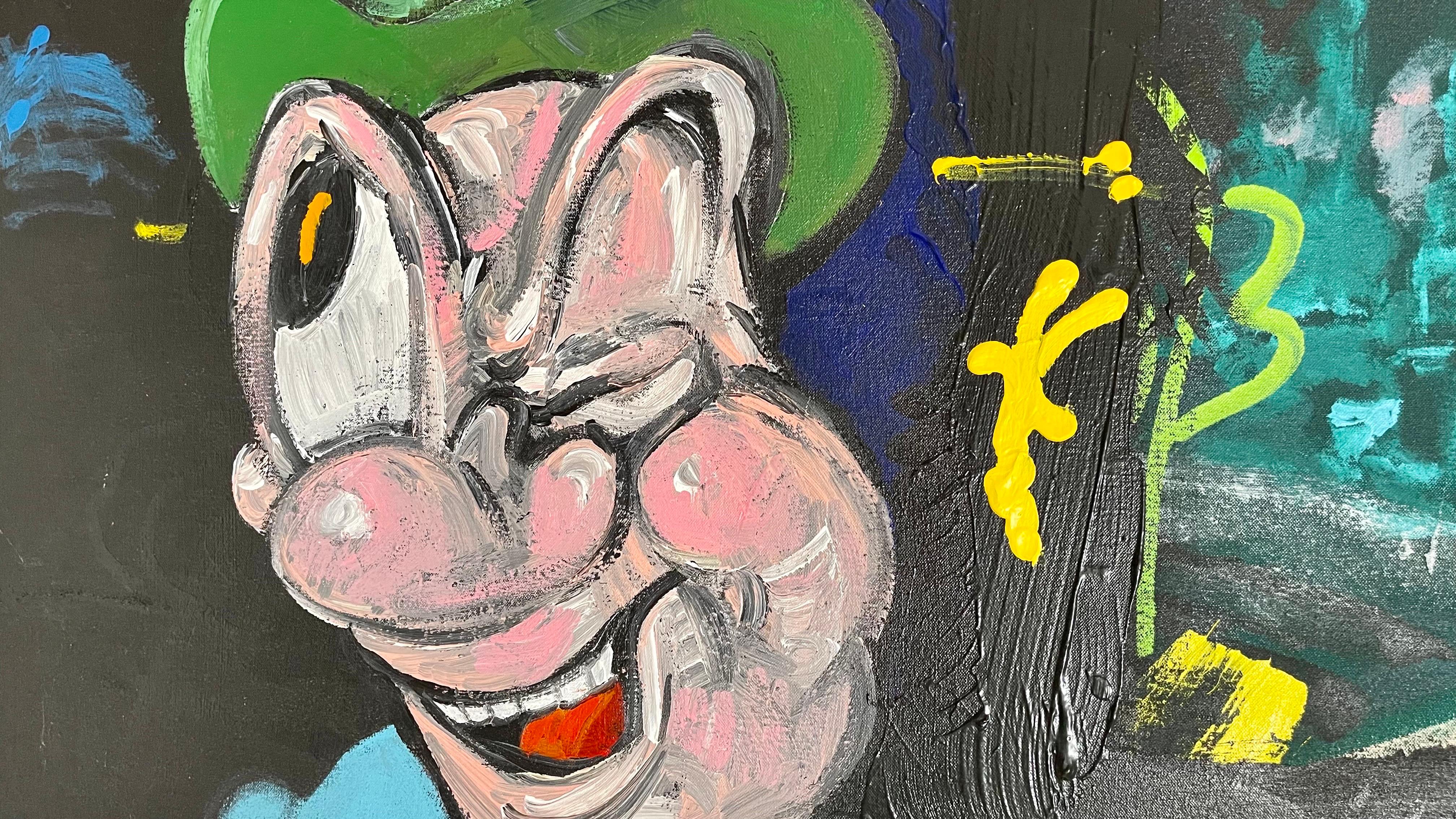 Gran cuadro al óleo Archie Rand de dibujos animados expresionistas abstractos Dusseldorf en venta 1