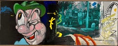 Large Archie Rand Abstract Expressionist Cartoon Oil Painting Dusseldorf 