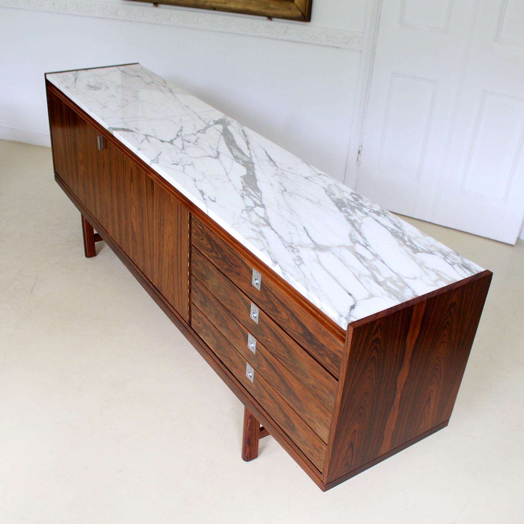 Mid-Century Modern Archie Shine Robert Heritage Marble Brazilian Rosewood Sideboard