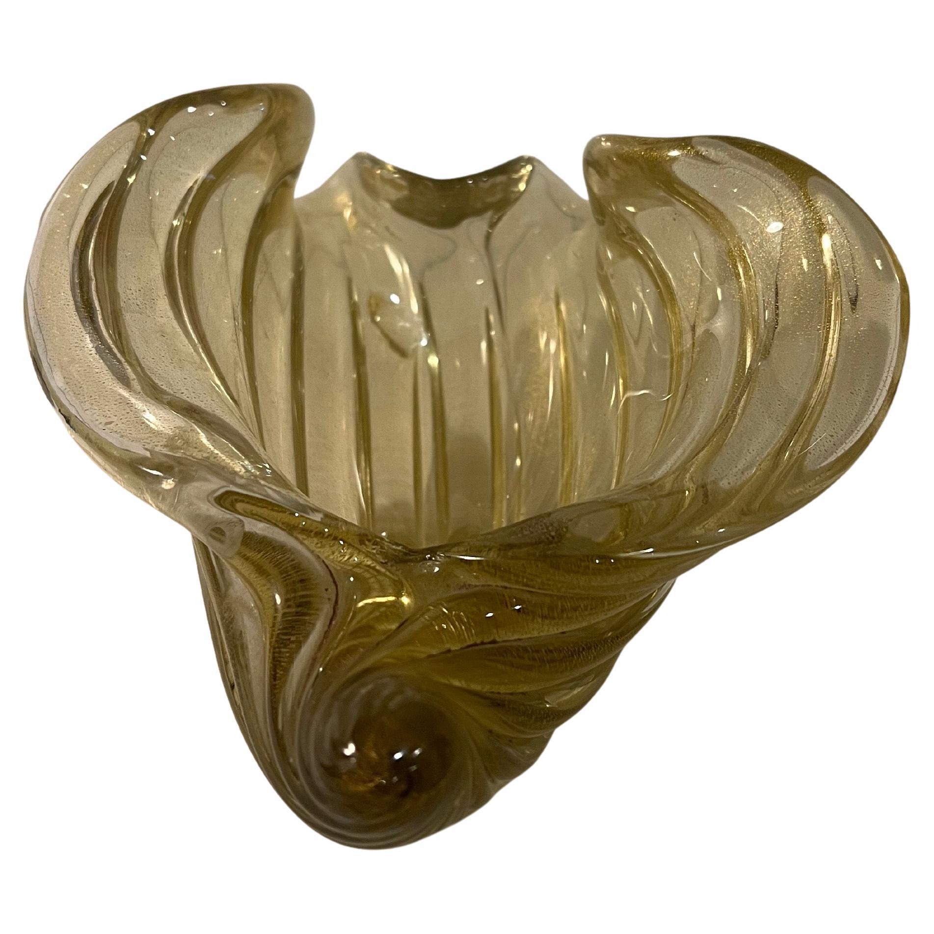 Mid-Century Modern Archimede Murano Seguso aventurine Centerpiece Decorative Bowl Catch It all For Sale