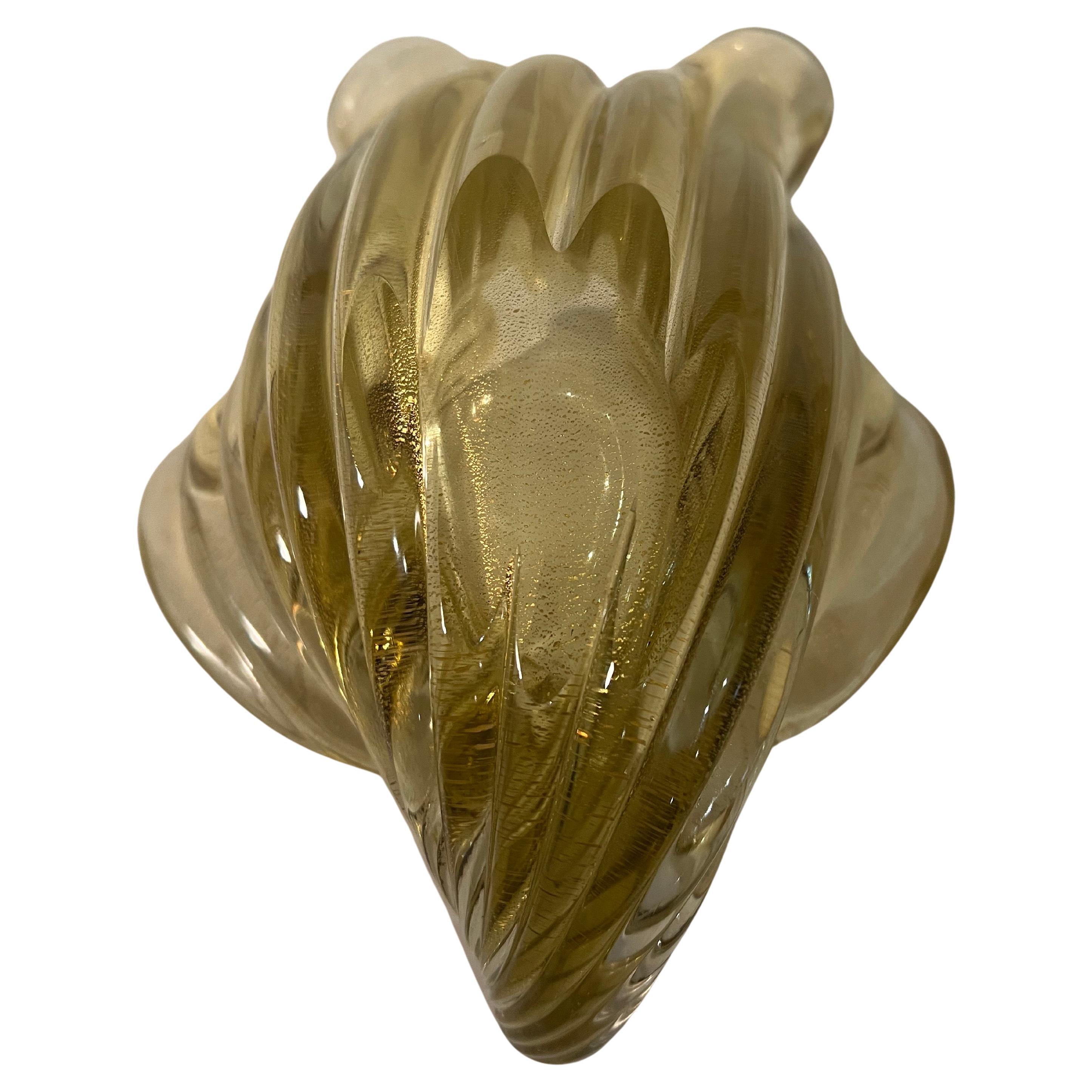 Italian Archimede Murano Seguso aventurine Centerpiece Decorative Bowl Catch It all For Sale
