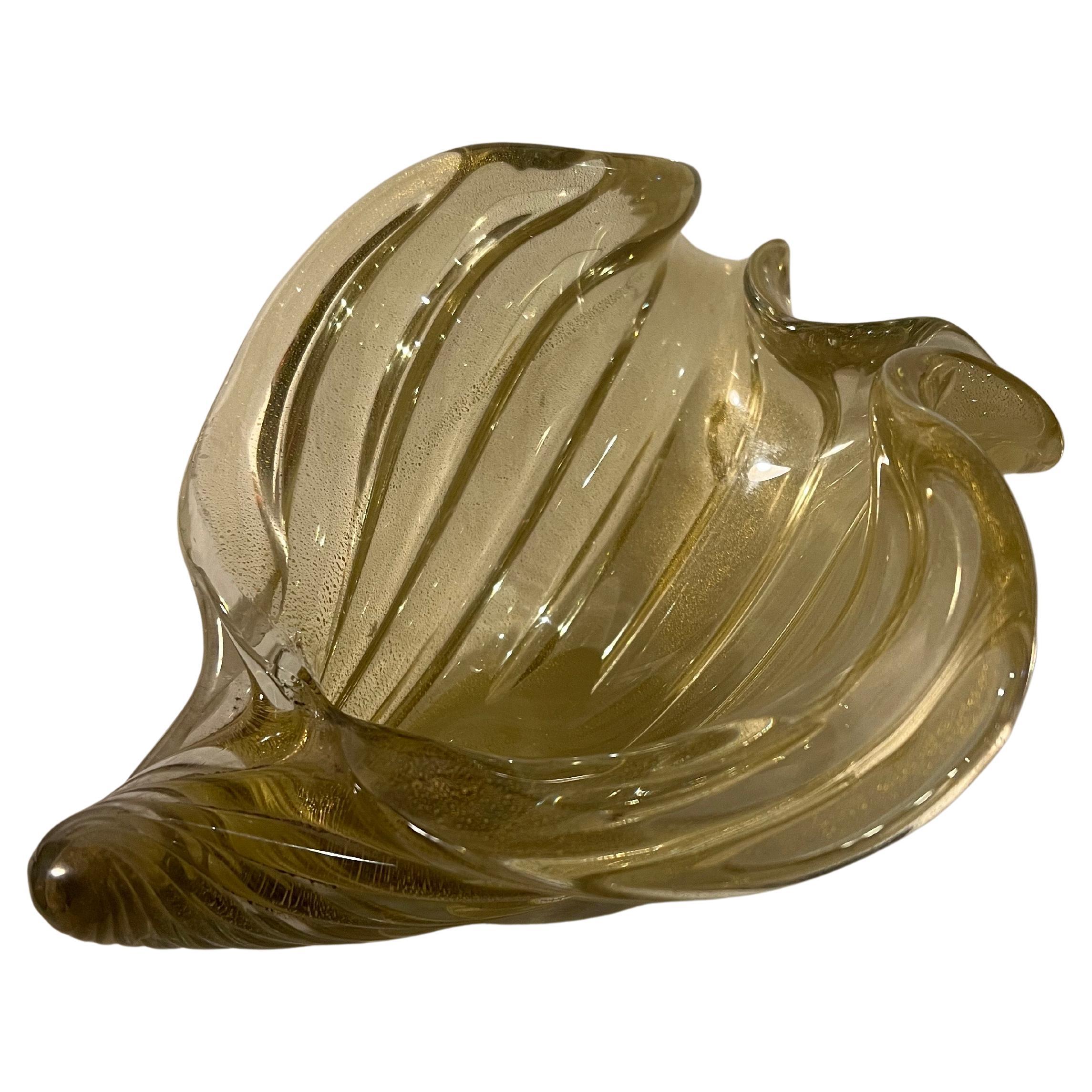 Archimede Murano Seguso aventurine Centerpiece Decorative Bowl Catch It all In Good Condition For Sale In San Diego, CA