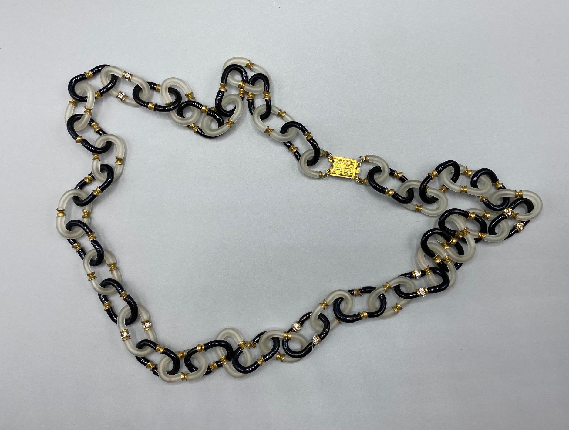 Archimede Seguso Halskette aus klarem und schwarzem Glas, 1950/60er Jahre für Damen oder Herren im Angebot