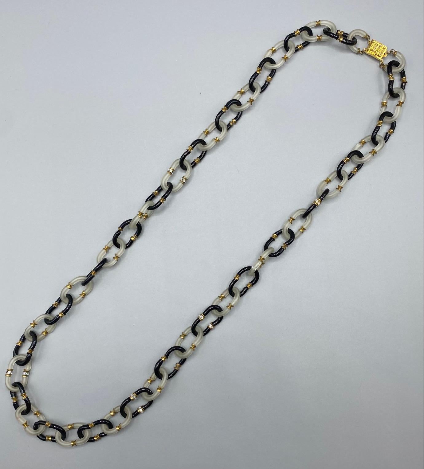 Archimede Seguso Halskette aus klarem und schwarzem Glas, 1950/60er Jahre im Angebot 3
