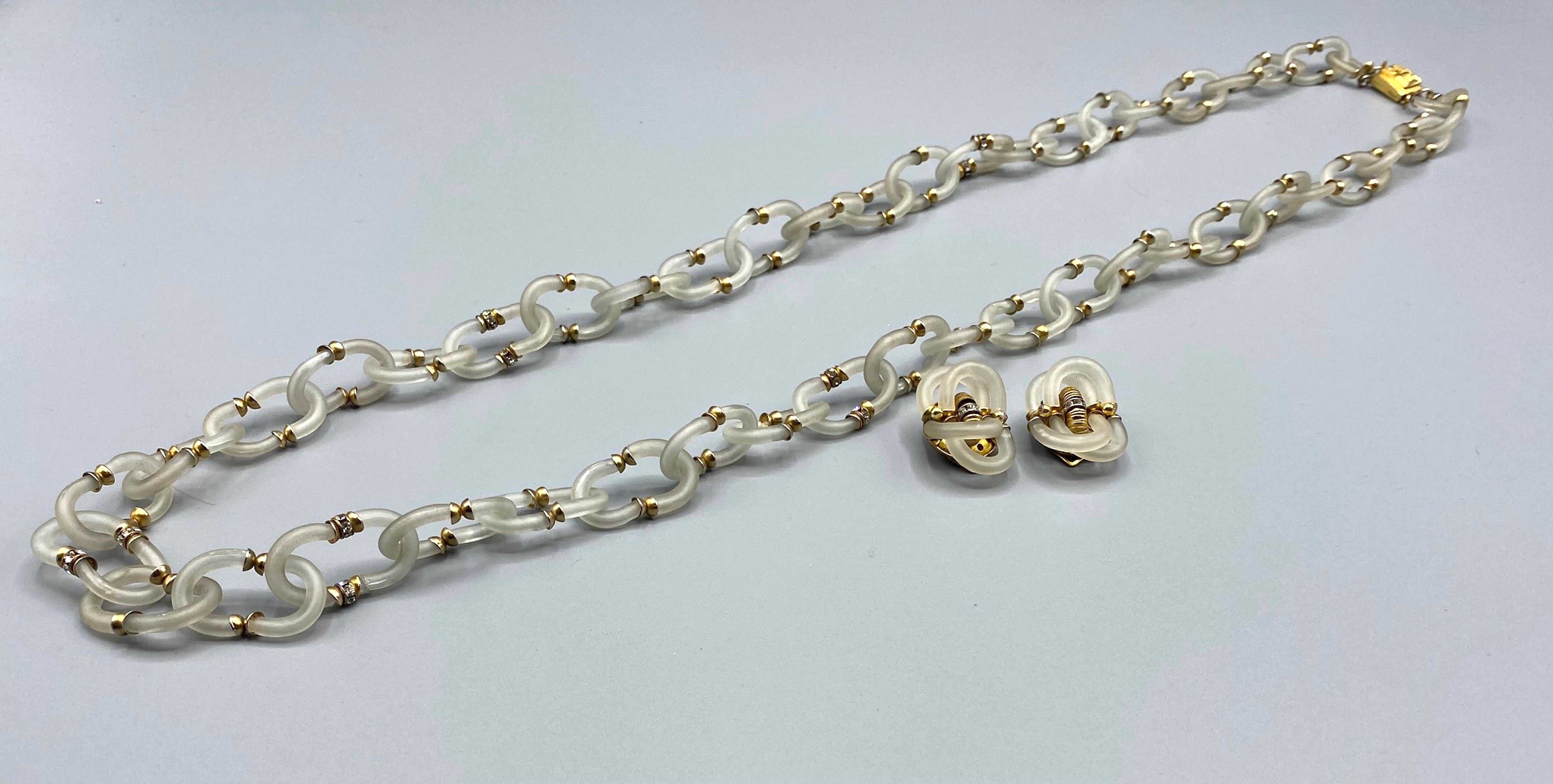 Archimede Seguso 1950/60s Clear Glass and Earrings Necklace 2