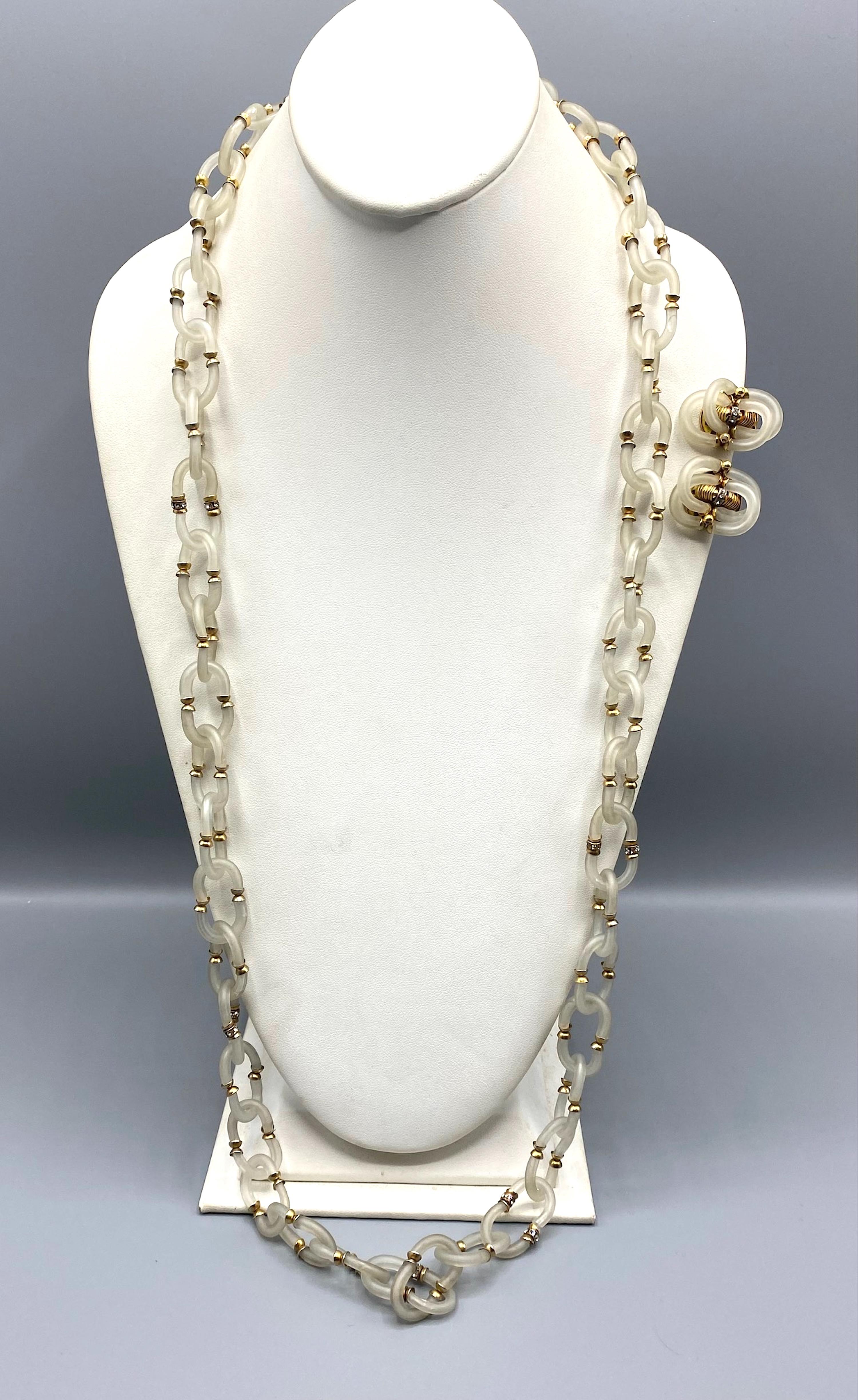 Archimede Seguso 1950/60s Clear Glass and Earrings Necklace 3