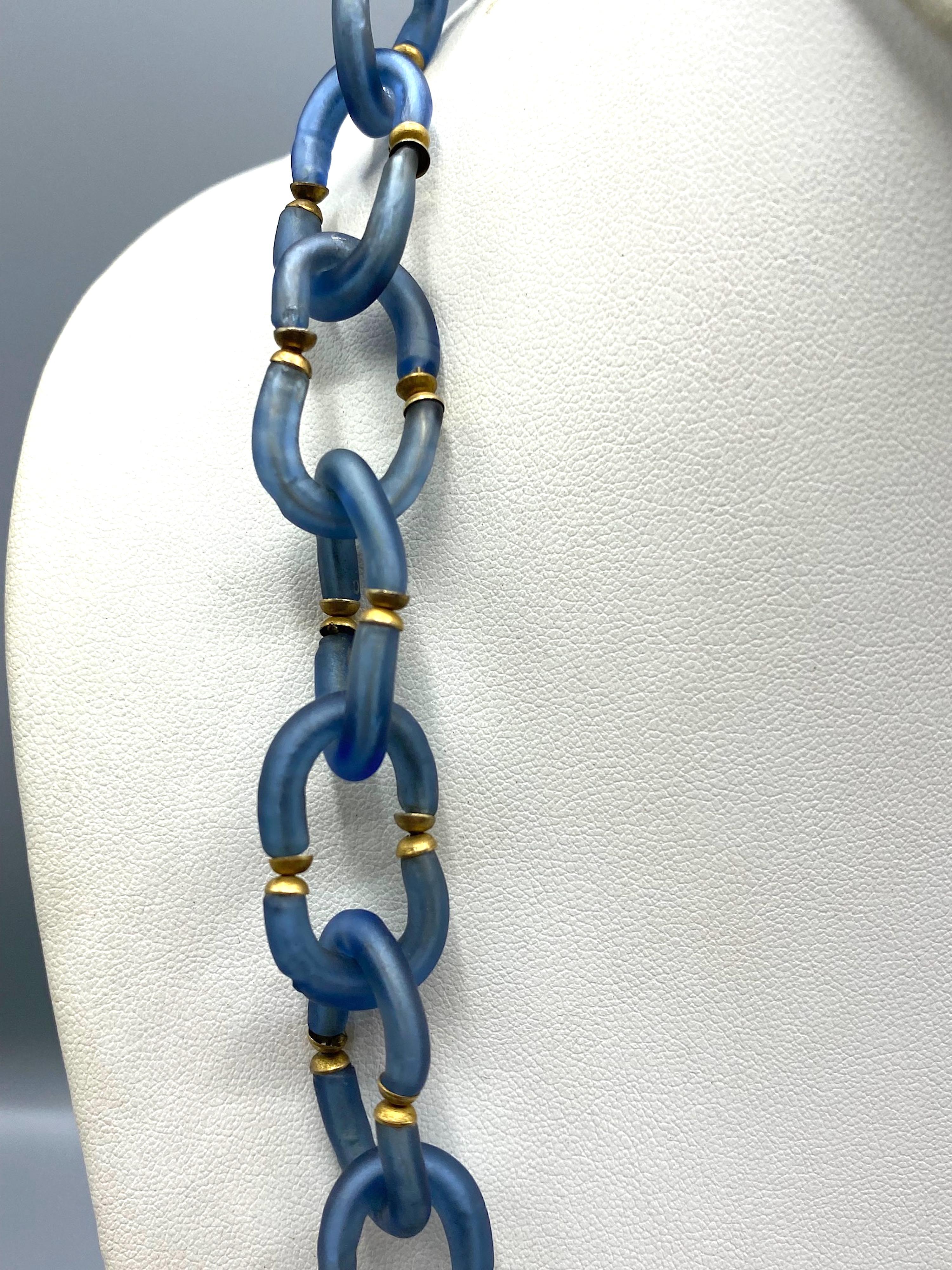 Archimede Seguso 1950/60s Grey/Blue Glass Necklace For Sale 6