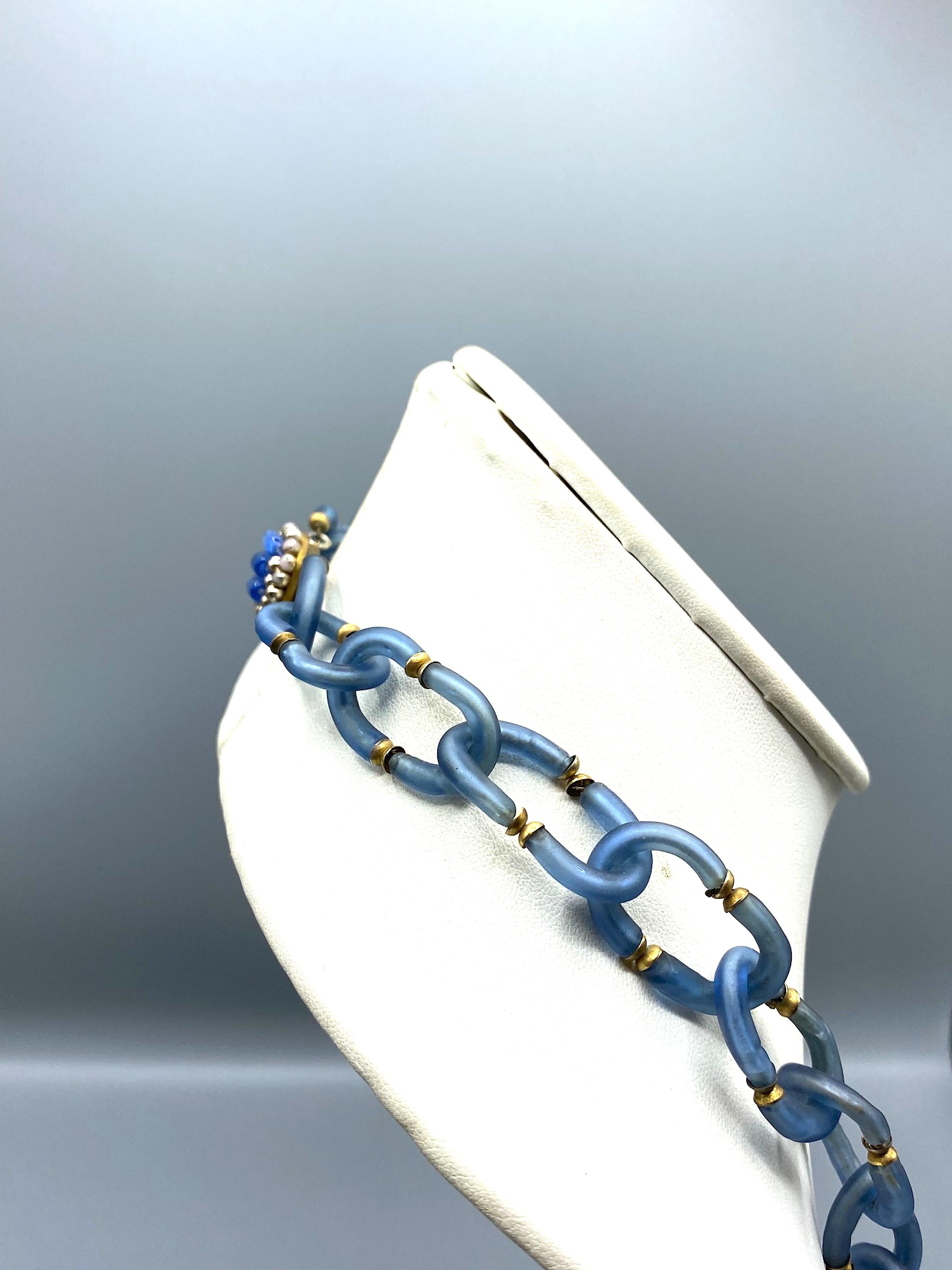 Archimede Seguso 1950/60er Jahre Halskette aus grauem/blauem Glas im Angebot 7