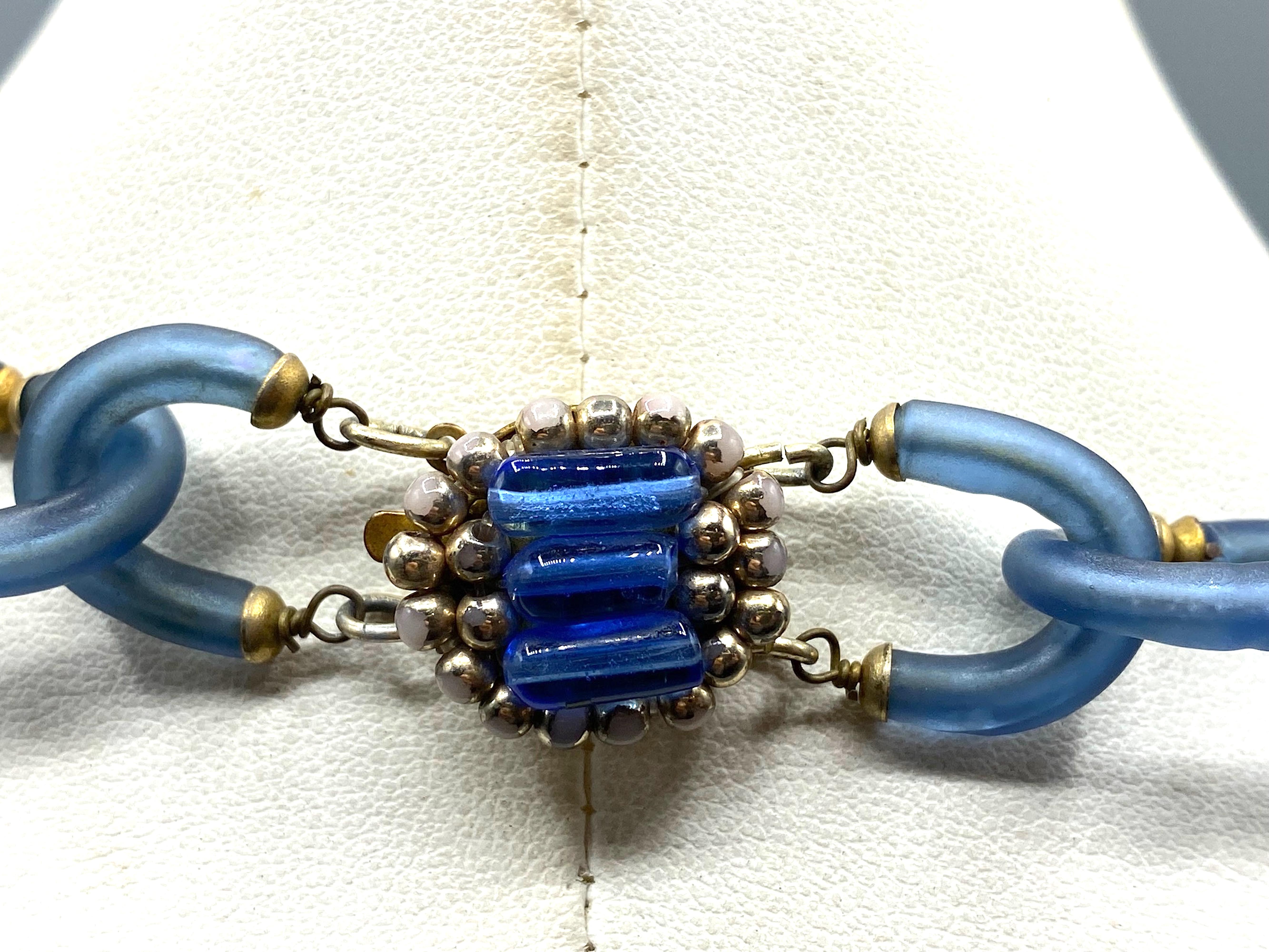 Archimede Seguso 1950/60s Grey/Blue Glass Necklace For Sale 8