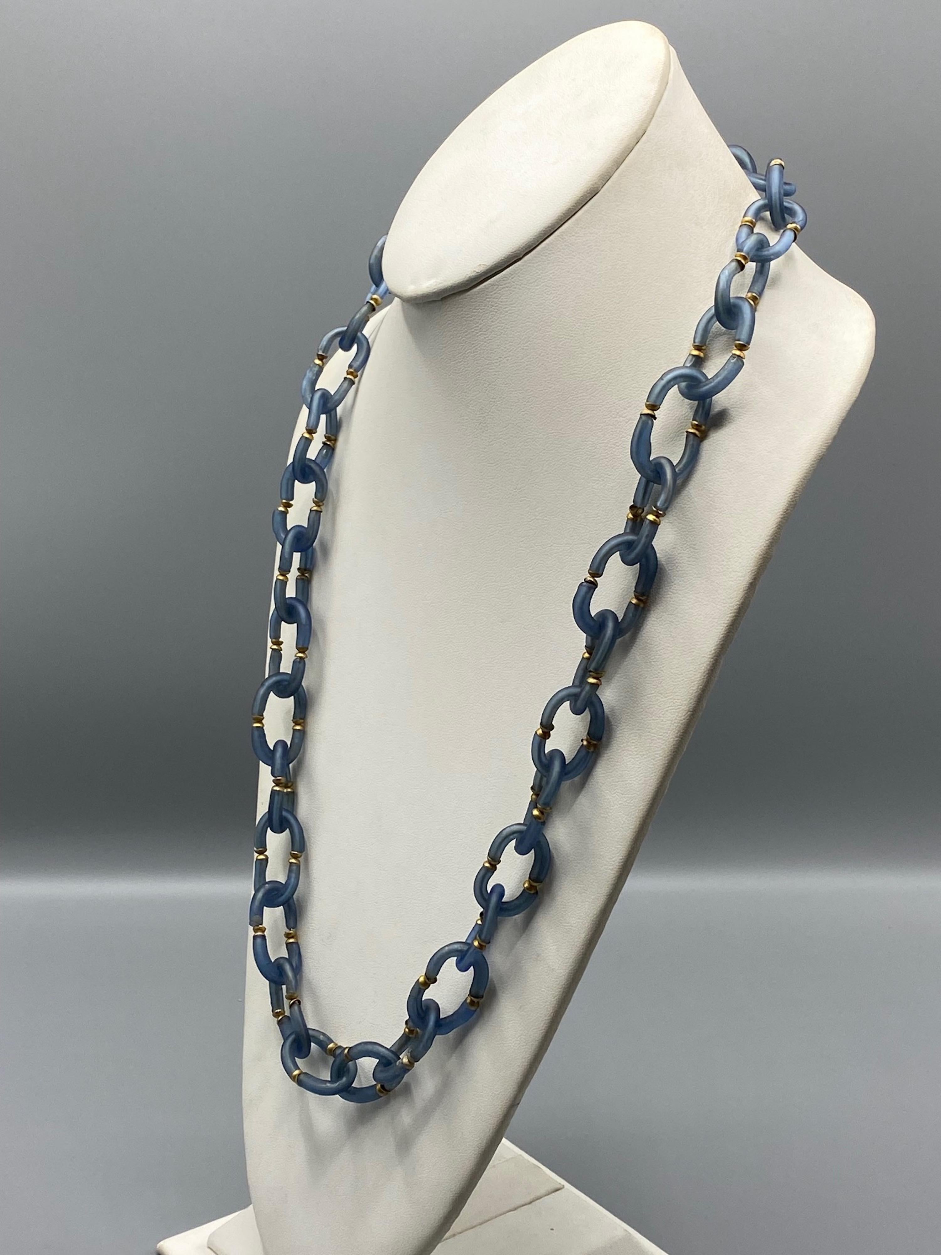 Archimede Seguso 1950/60s Grey/Blue Glass Necklace For Sale 10