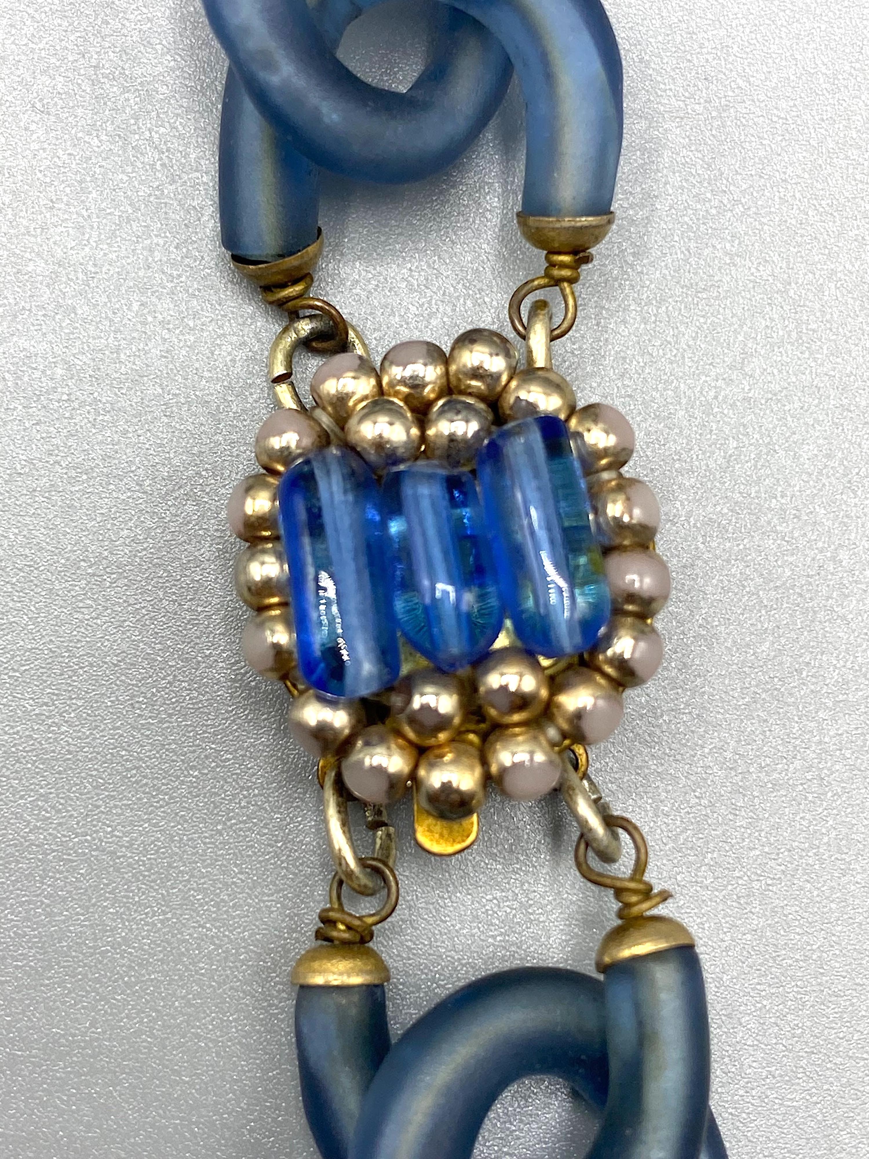 Archimede Seguso 1950/60er Jahre Halskette aus grauem/blauem Glas im Angebot 1