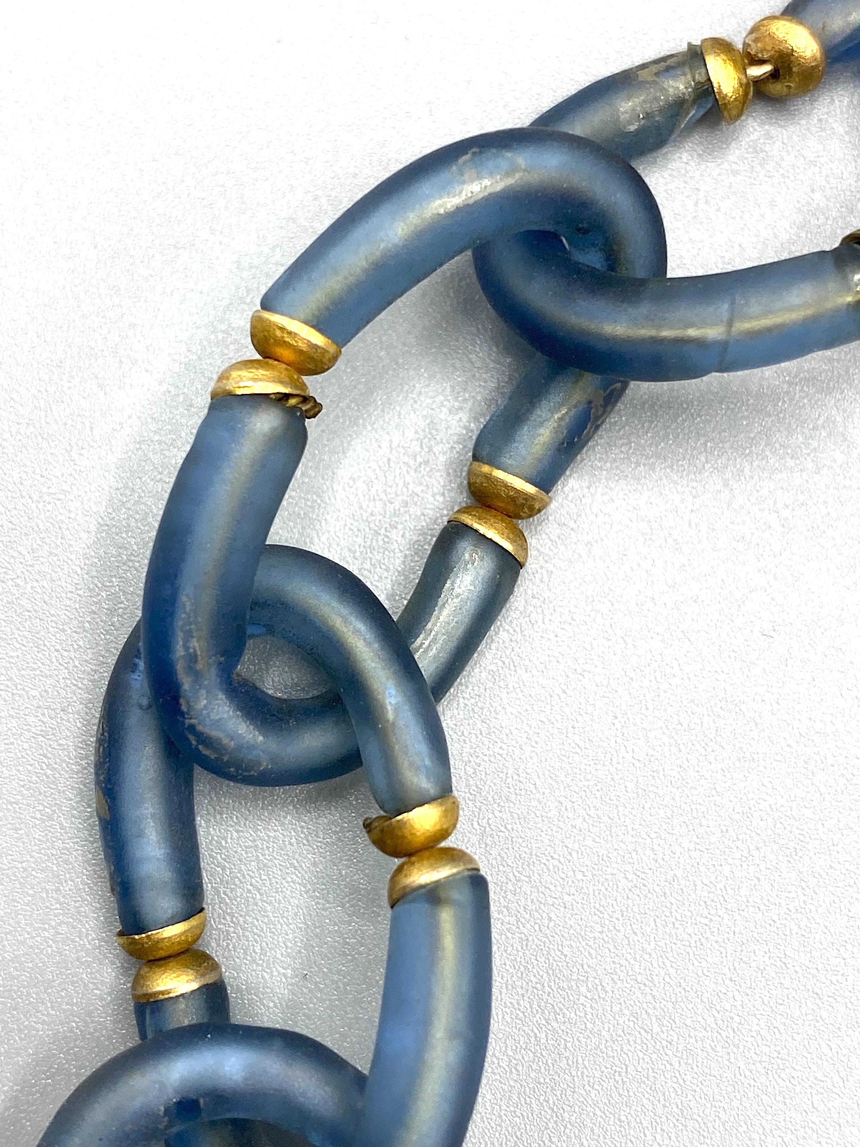 Archimede Seguso 1950/60s Grey/Blue Glass Necklace For Sale 2