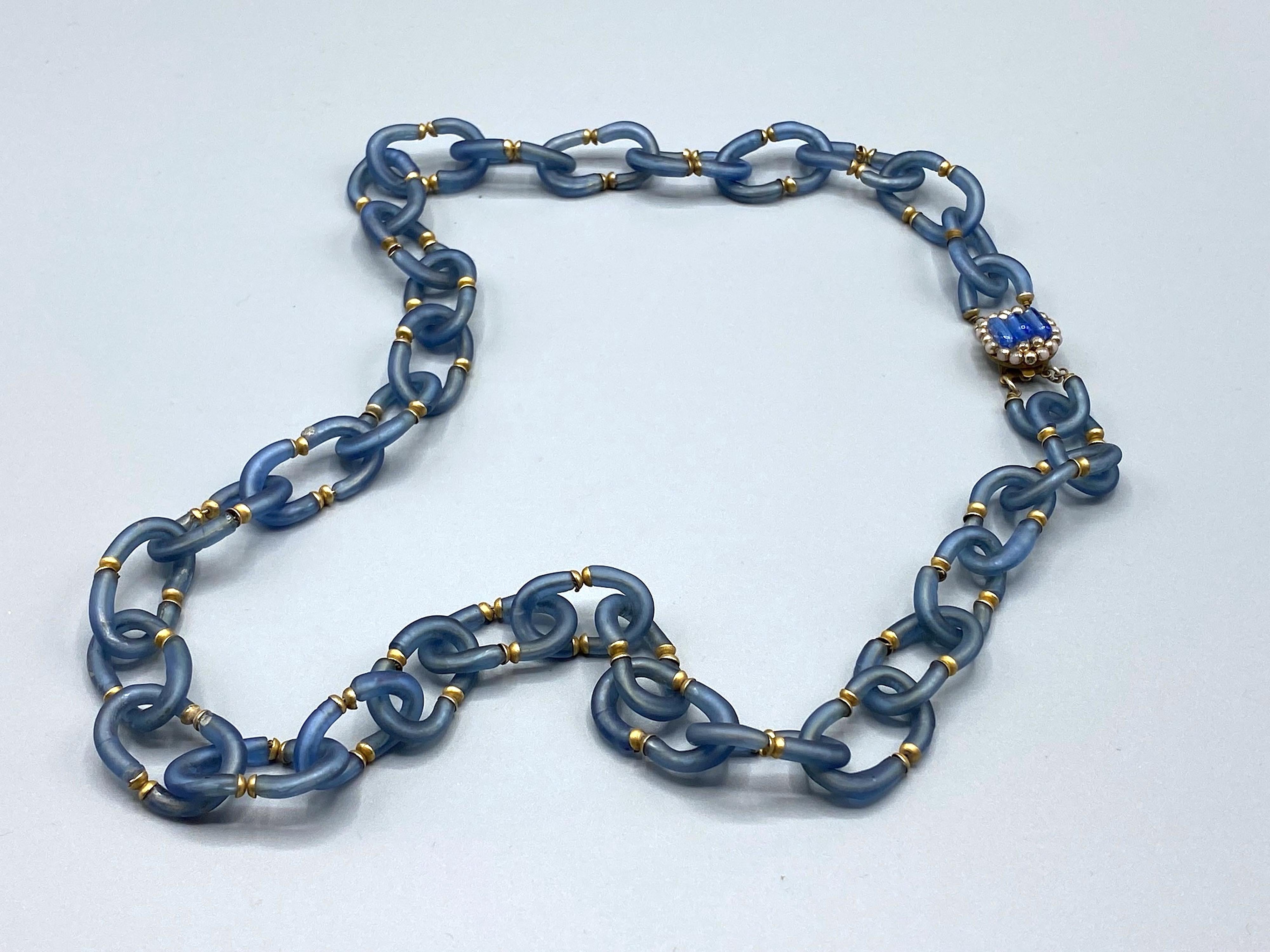 Archimede Seguso 1950/60s Grey/Blue Glass Necklace For Sale 3
