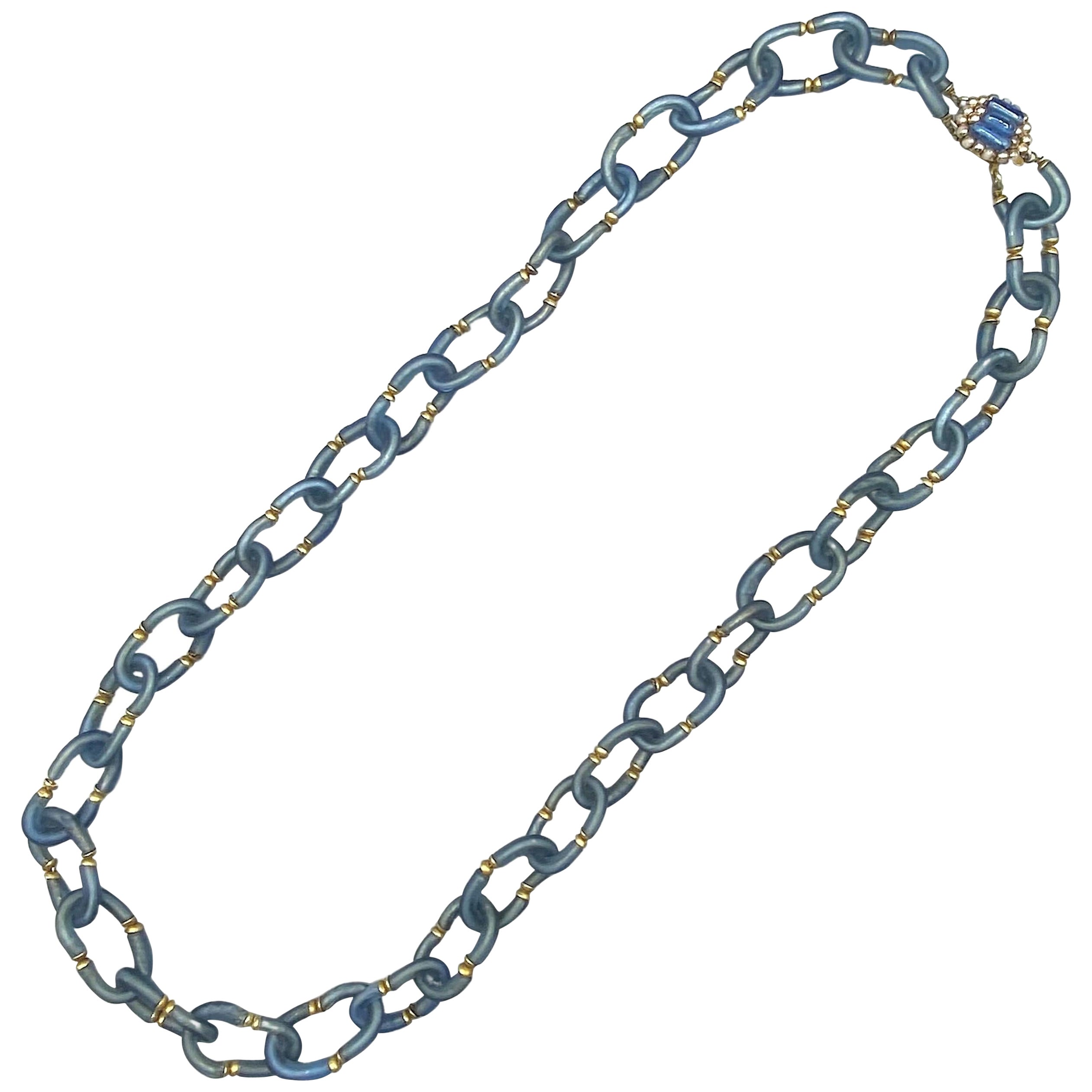 Archimede Seguso 1950/60er Jahre Halskette aus grauem/blauem Glas