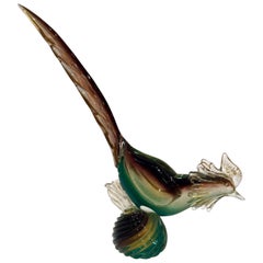 Archimede Seguso 1950 Multi-Color Cock in Murano Glass "Sfumatto oro"