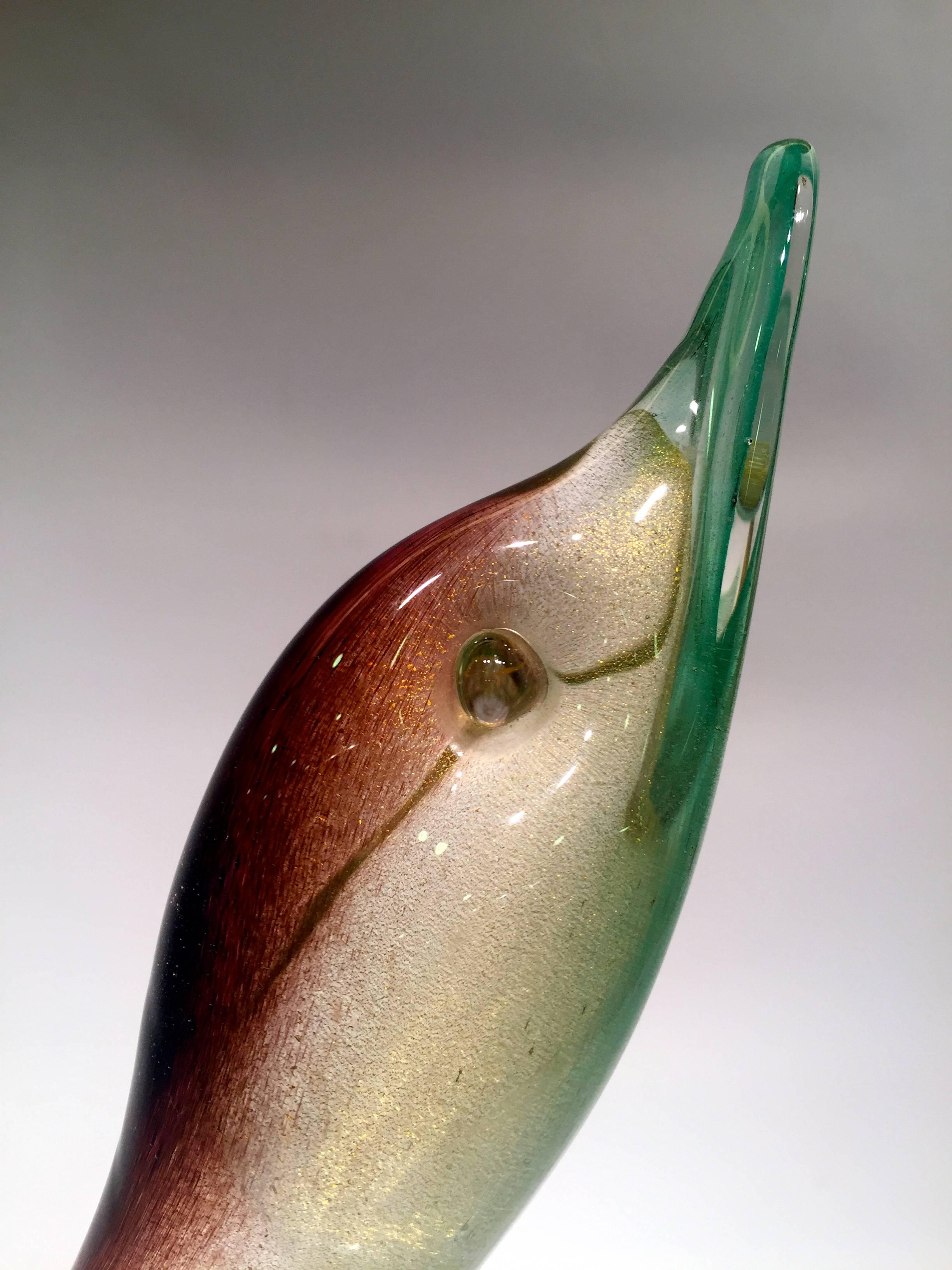 Archimede Seguso 1950 multi-color duck in Murano glass 