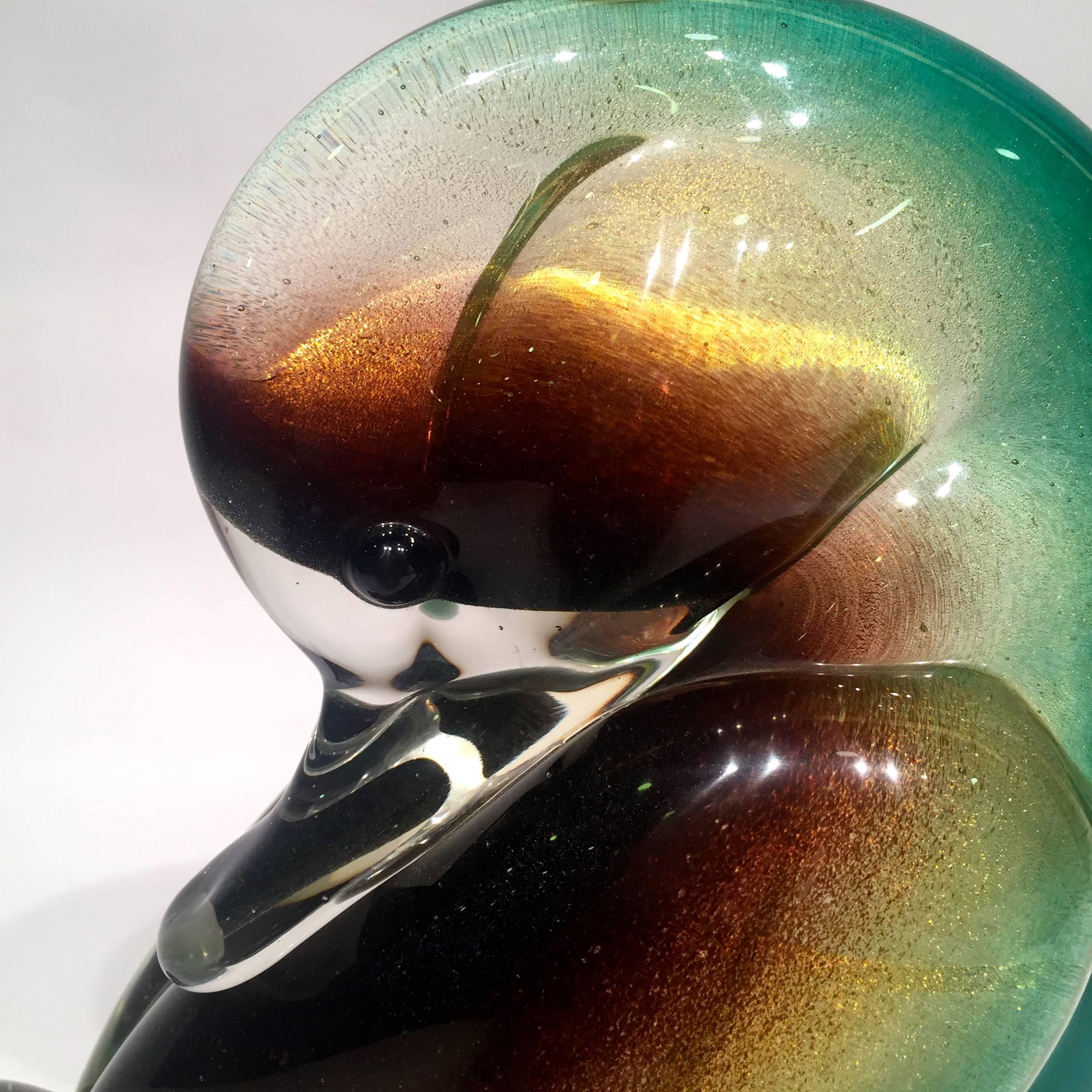 Archimede Seguso 1950 multi-color duck in Murano glass 