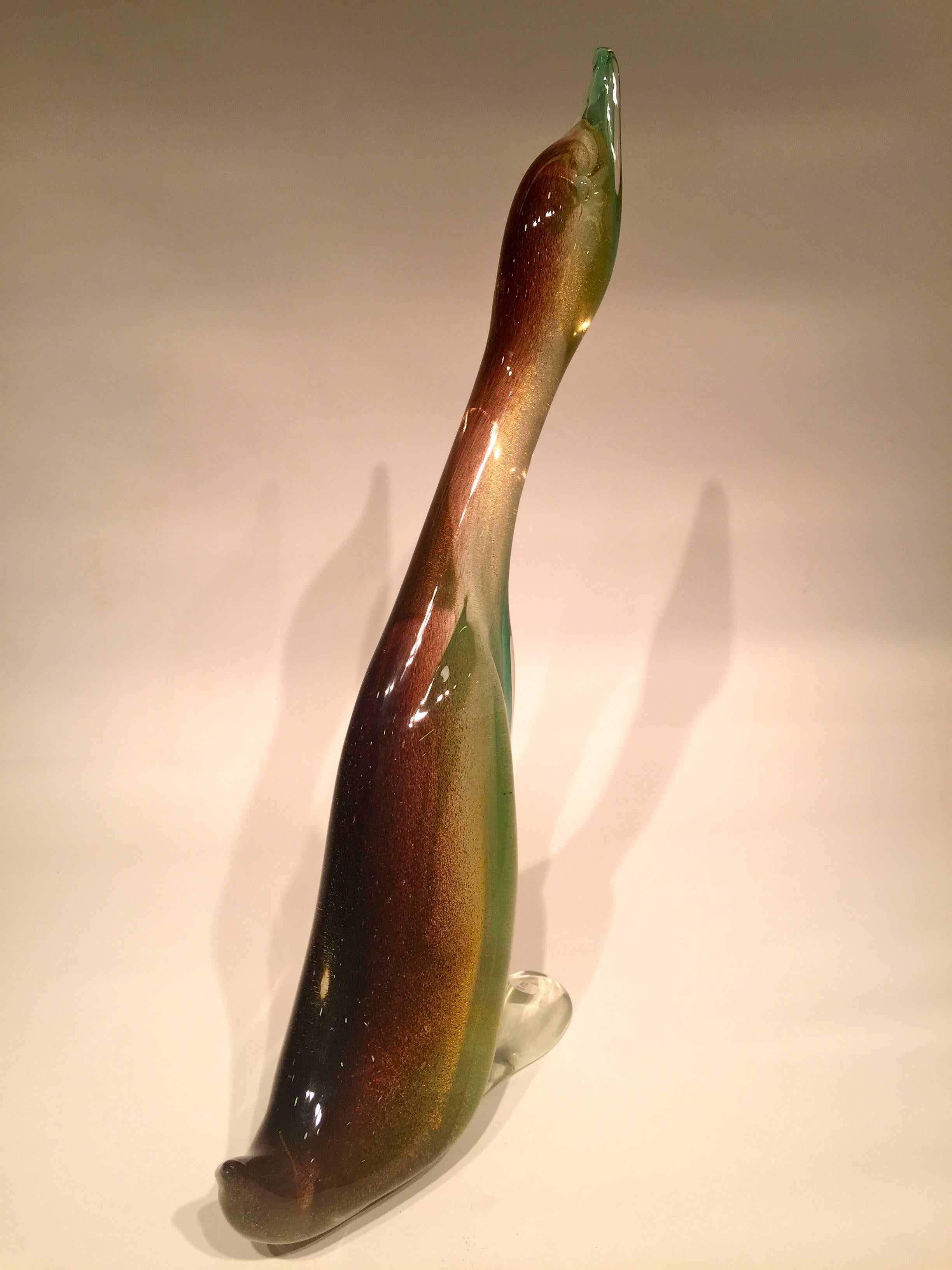 Mid-Century Modern Archimede Seguso canard multicolore en verre de Murano « Fumatto Oro », 1950 en vente