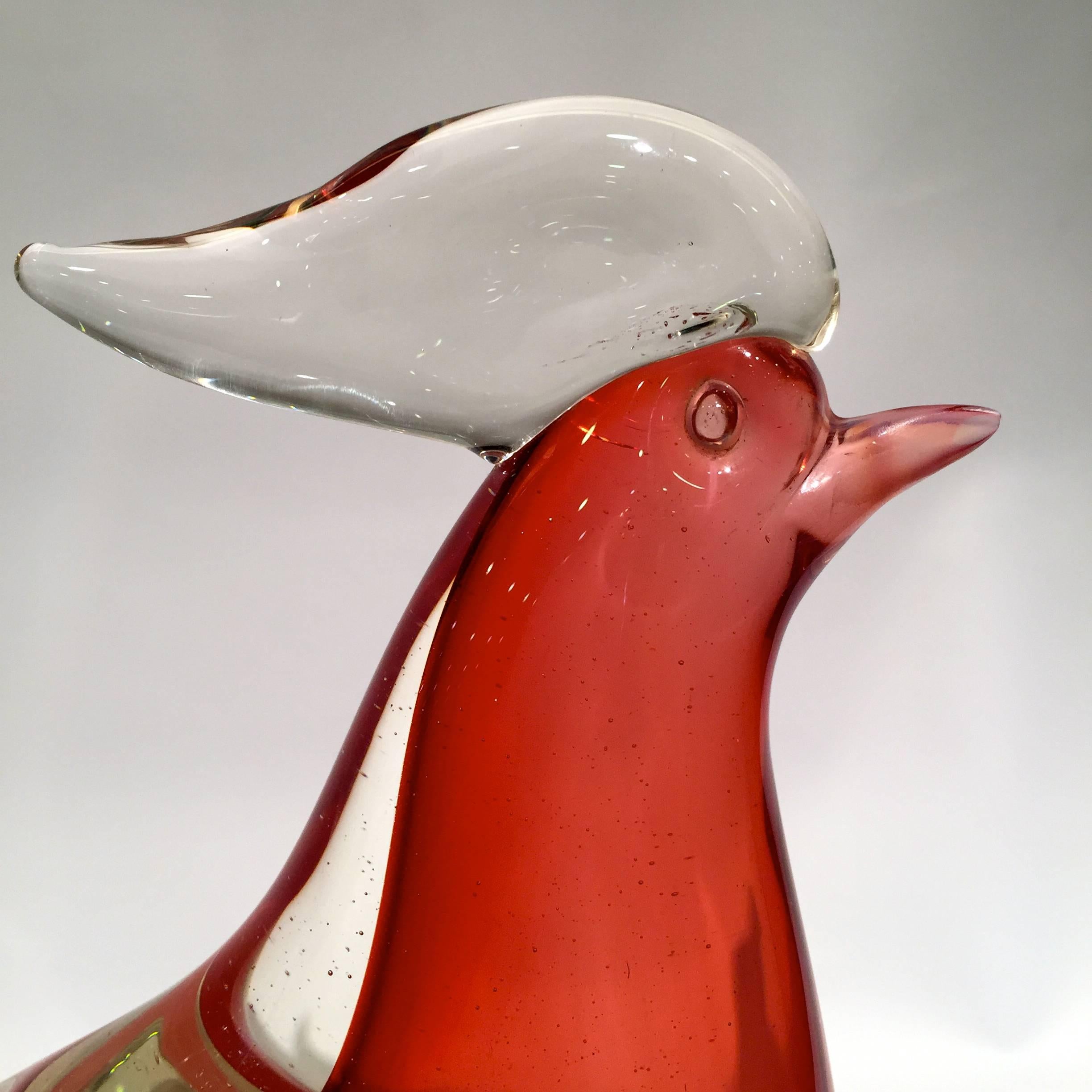 Archimede Seguso 1950 multi-color cock in Murano glass.