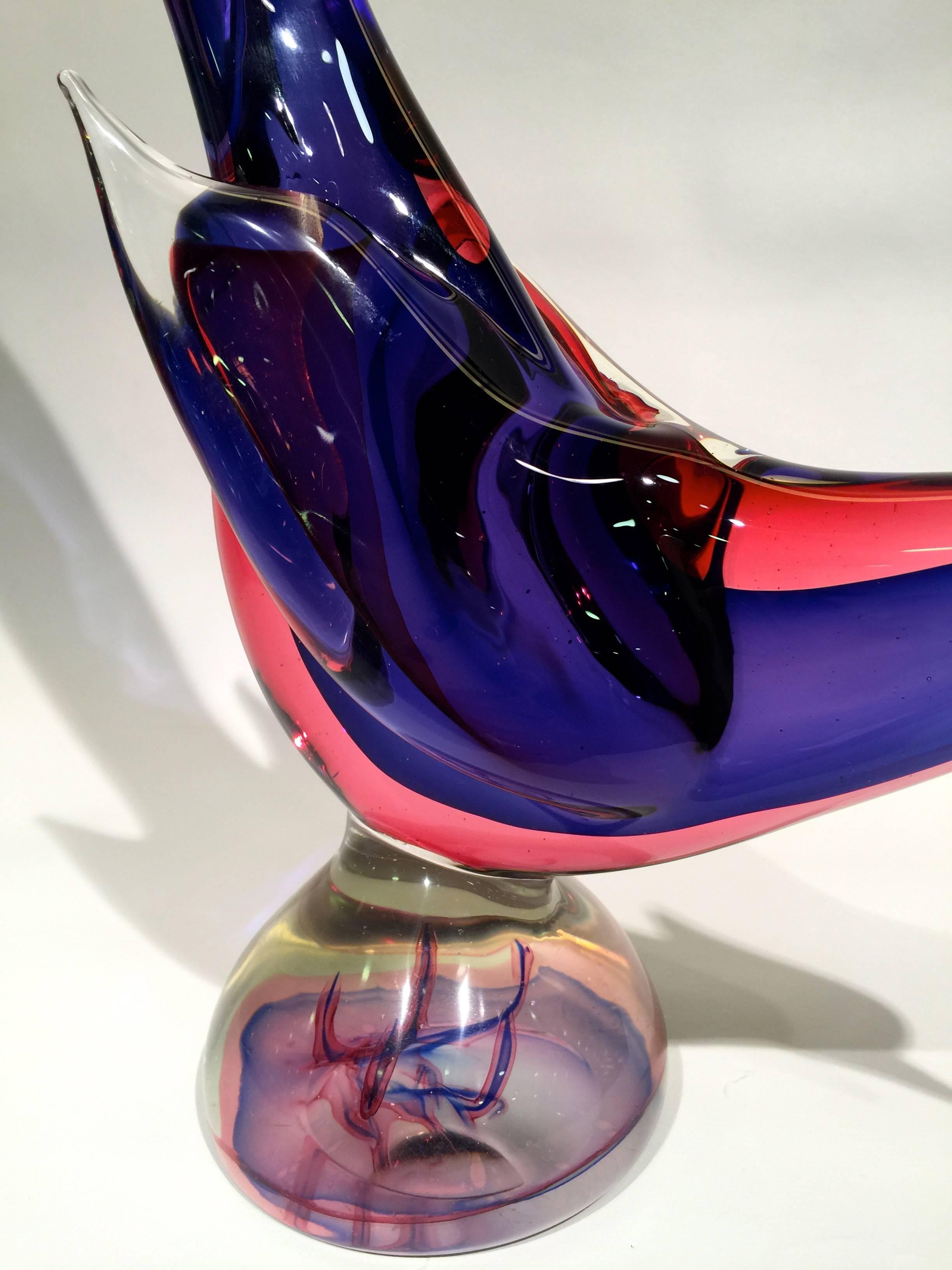 Mid-Century Modern Archimede Seguso 1950 Multi-Color Cock in Murano Glass For Sale