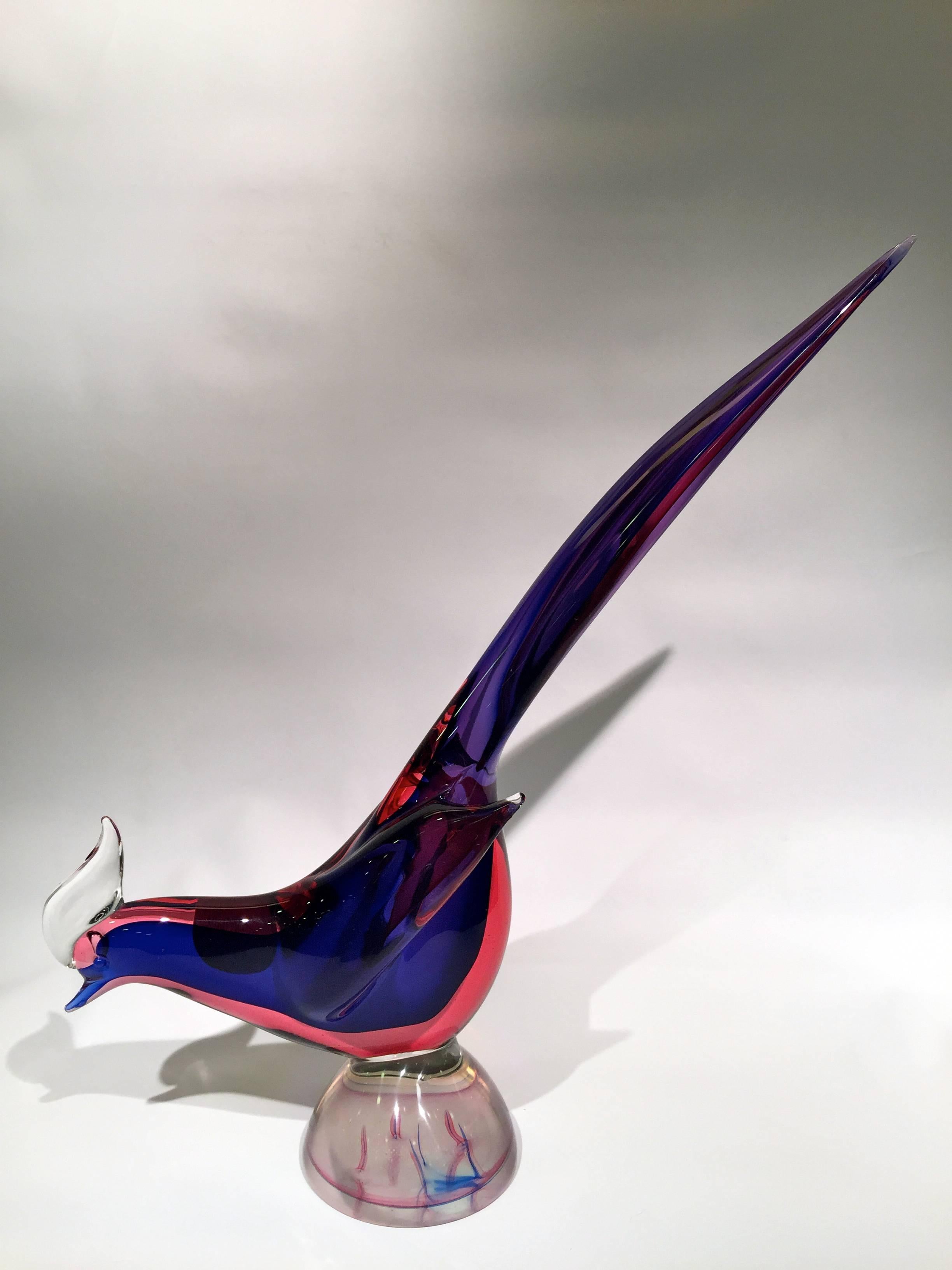 Appliqué Archimede Seguso 1950 Multi-Color Cock in Murano Glass For Sale