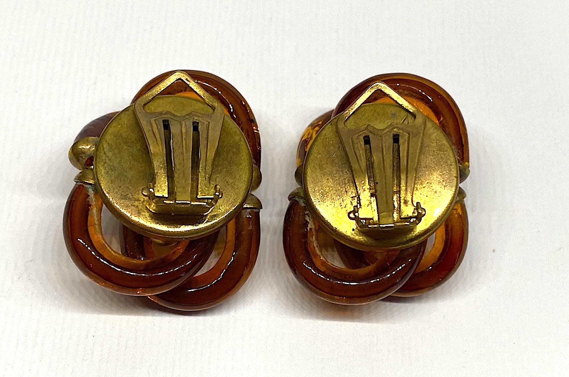 Archimede Seguso 1960s Amber Murano Glass Earrings 5