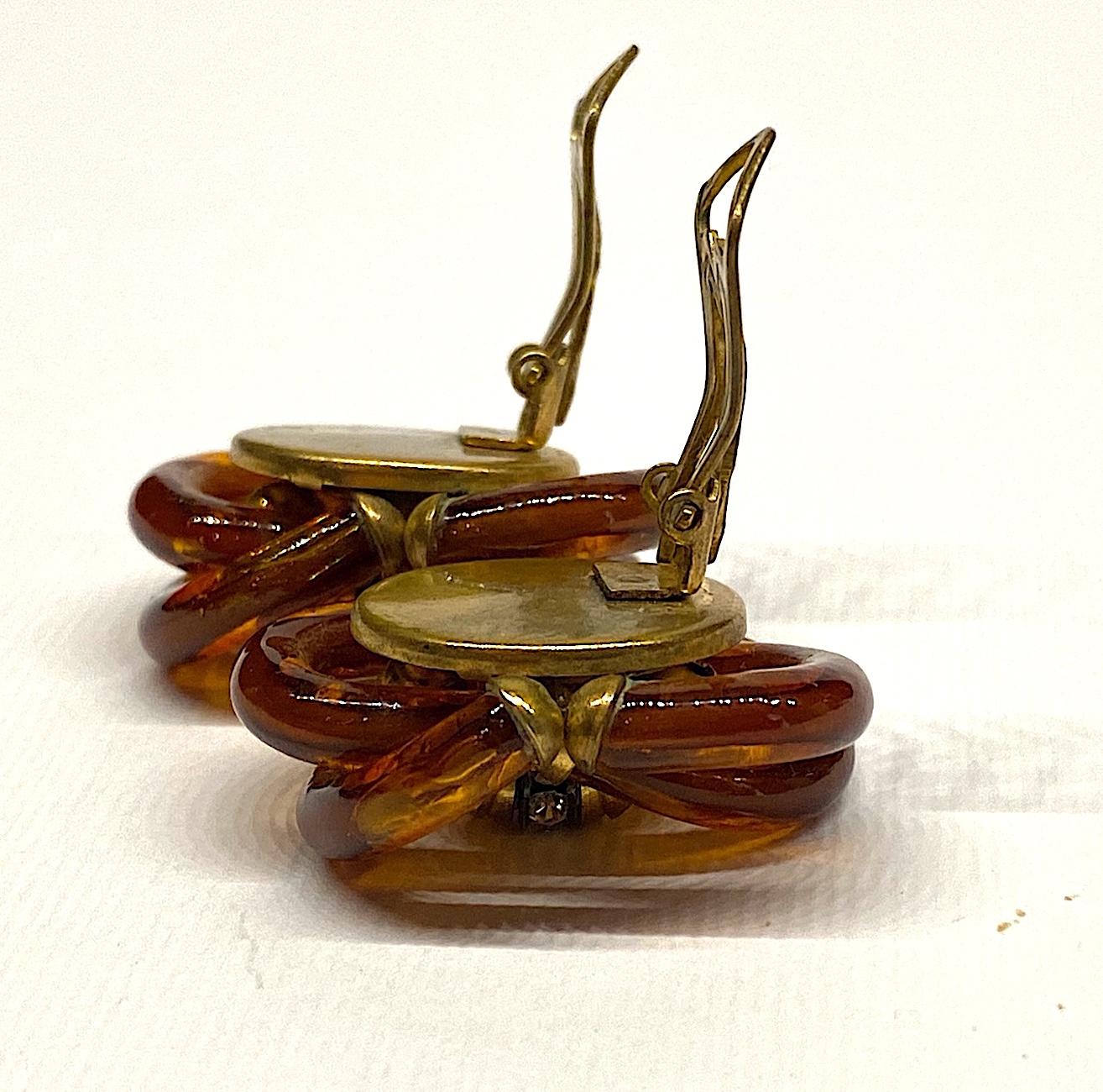 Archimede Seguso 1960s Amber Murano Glass Earrings 8