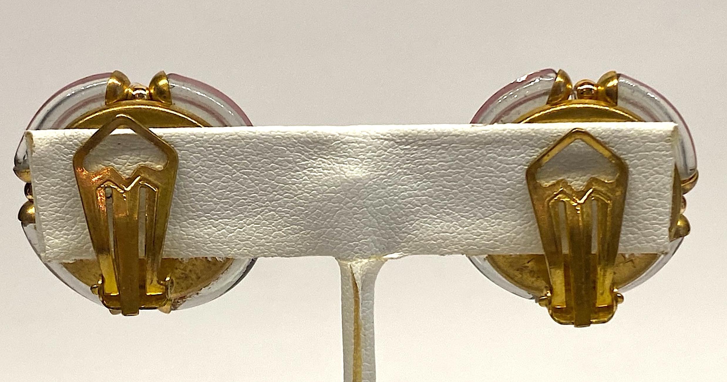 Archimede Seguso 1960s Murano Glass Button Earrings 2