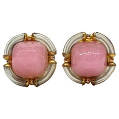 Archimede Seguso 1960 Boucles d'oreilles boutons en verre de Murano