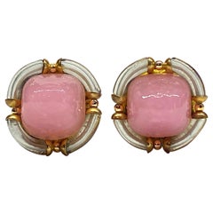 Archimede Seguso 1960s Murano Glass Button Earrings