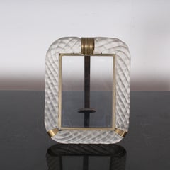 Midcentury Torchon Glass and Bronze Frame Archimede Seguso Italy 1940s