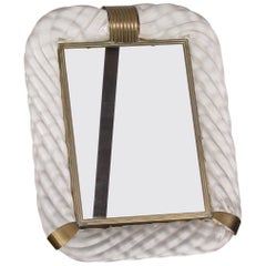 Midcentury Torchon Glass and Bronze Frame Archimede Seguso Italy 1940s