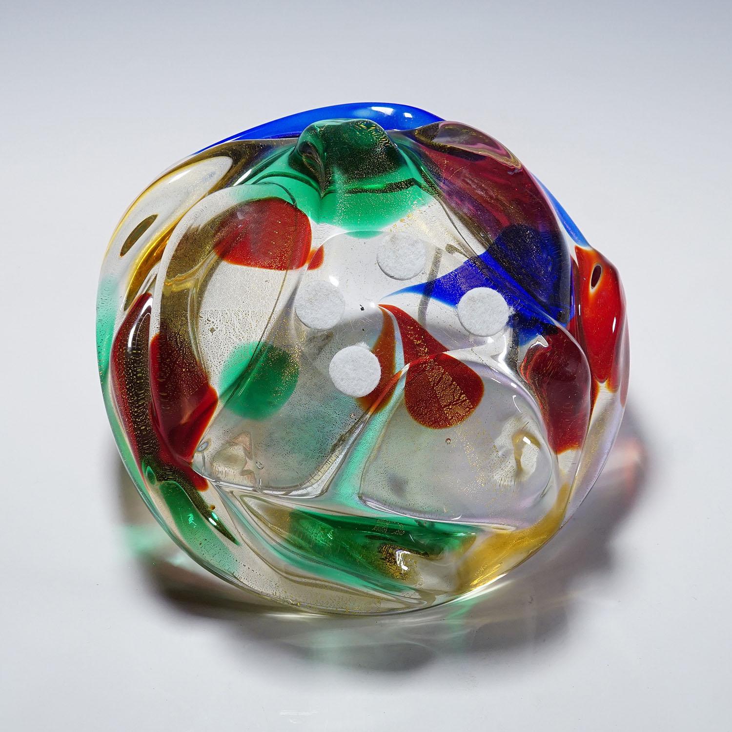 Mid-20th Century Archimede Seguso 'A Macchie' Bowl with Multiple Colour Spots For Sale