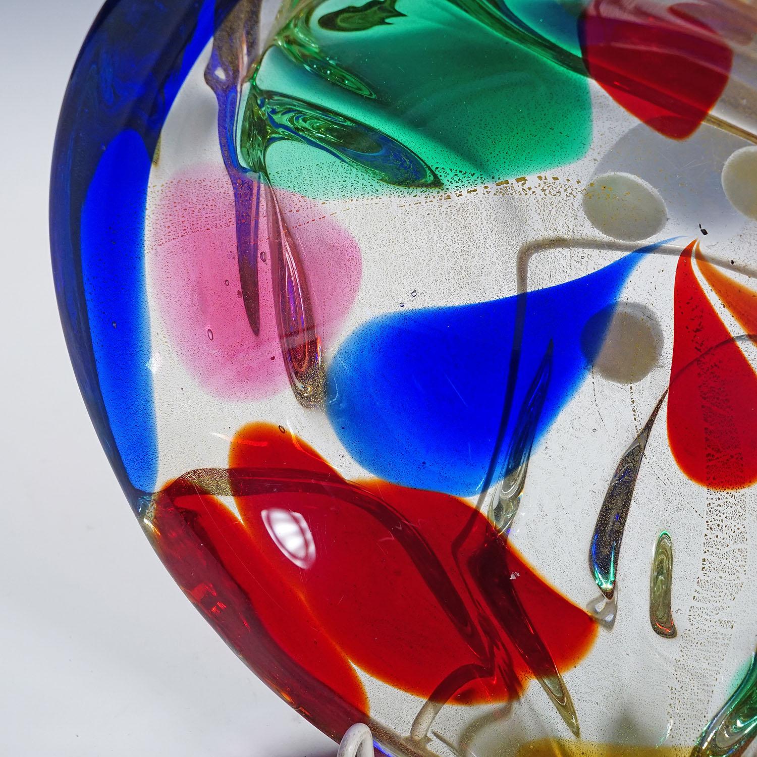 Archimede Seguso 'A Macchie' Bowl with Multiple Colour Spots For Sale 2