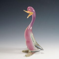 Archimede Seguso Alabastro Art Glass Duck, Murano Italy 1950s