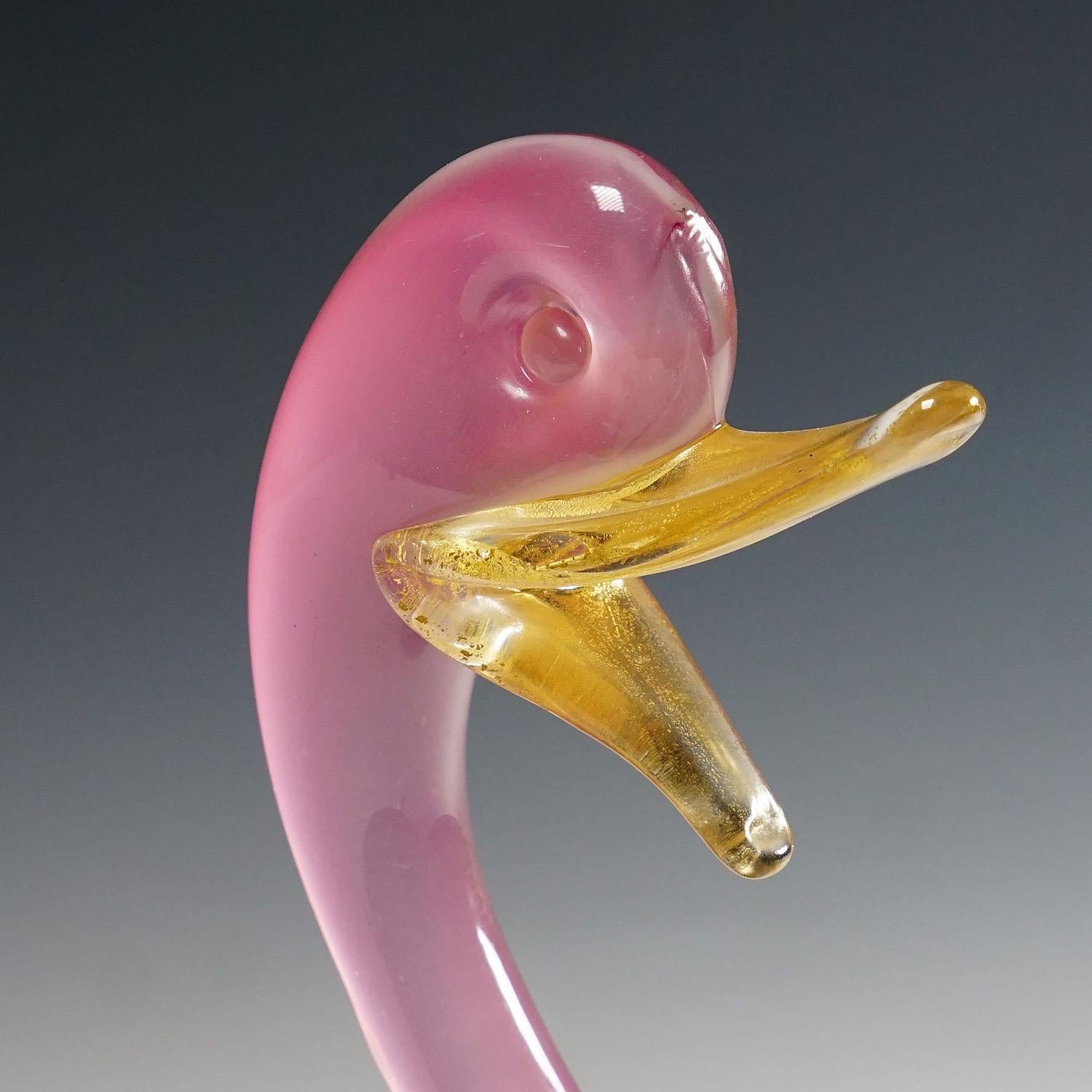 Verre d'art Canard en verre d'art Archimede Seguso Alabastro, Murano Italie années 50 en vente