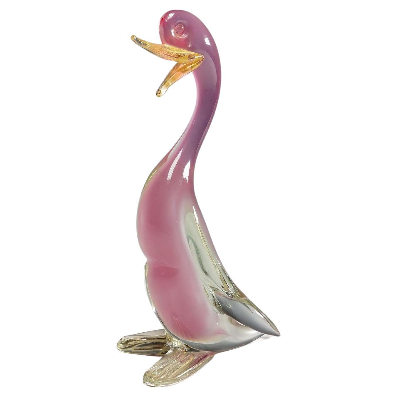 Archimede Seguso Alabastro Art Glass Duck, Murano Italy 1950s