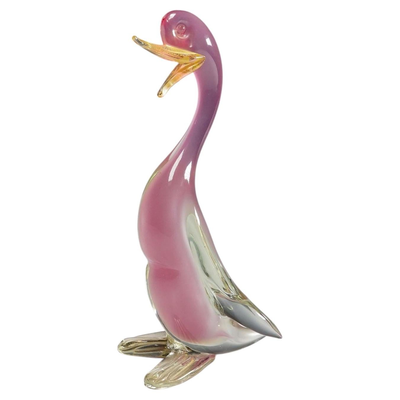Archimede Seguso Alabastro Art Glass Duck, Murano Italy 1950s