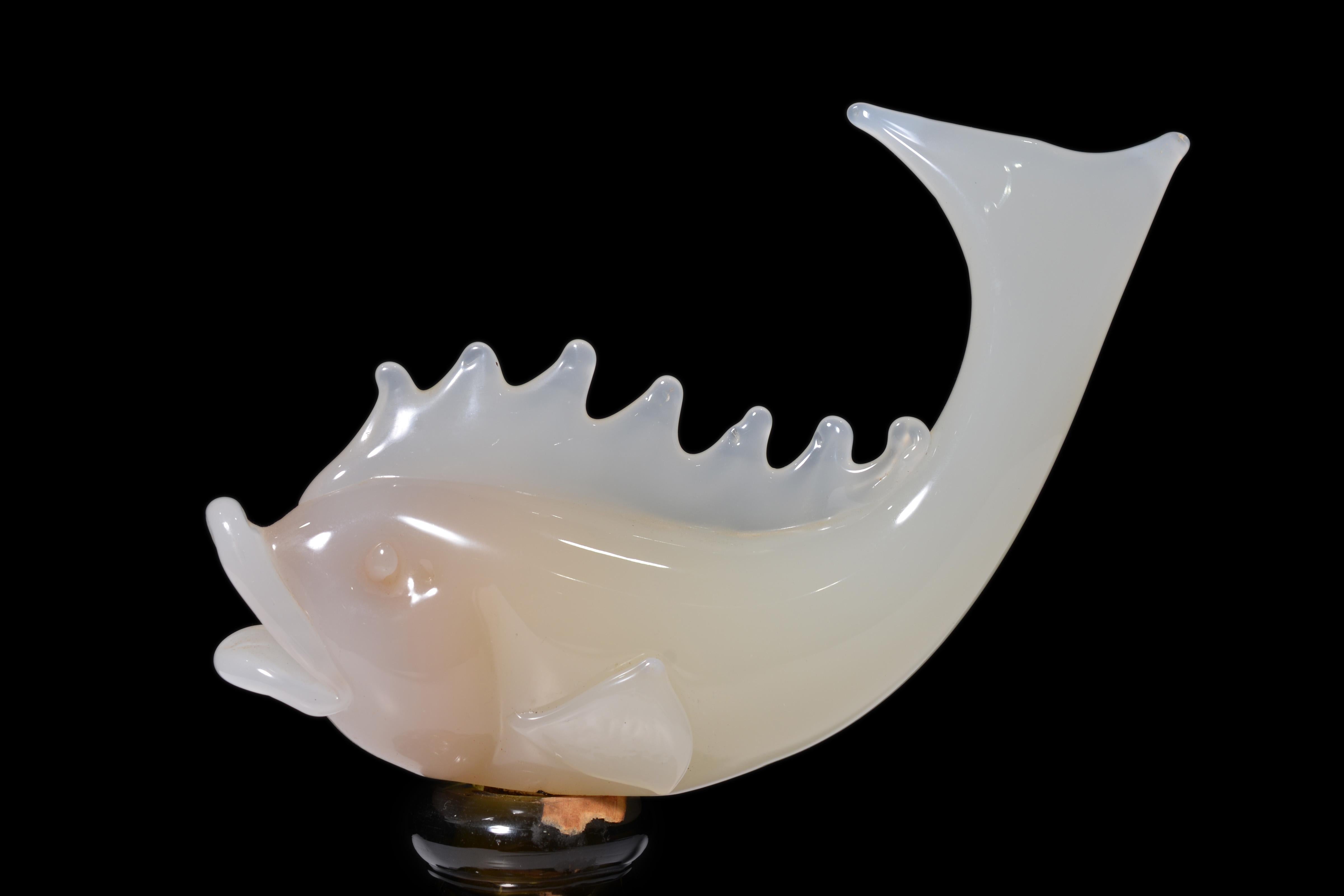 Vetro soffiato Archimede Seguso ALABASTRO Pesce Scultura / Bottiglia, Leslie Collections in vendita