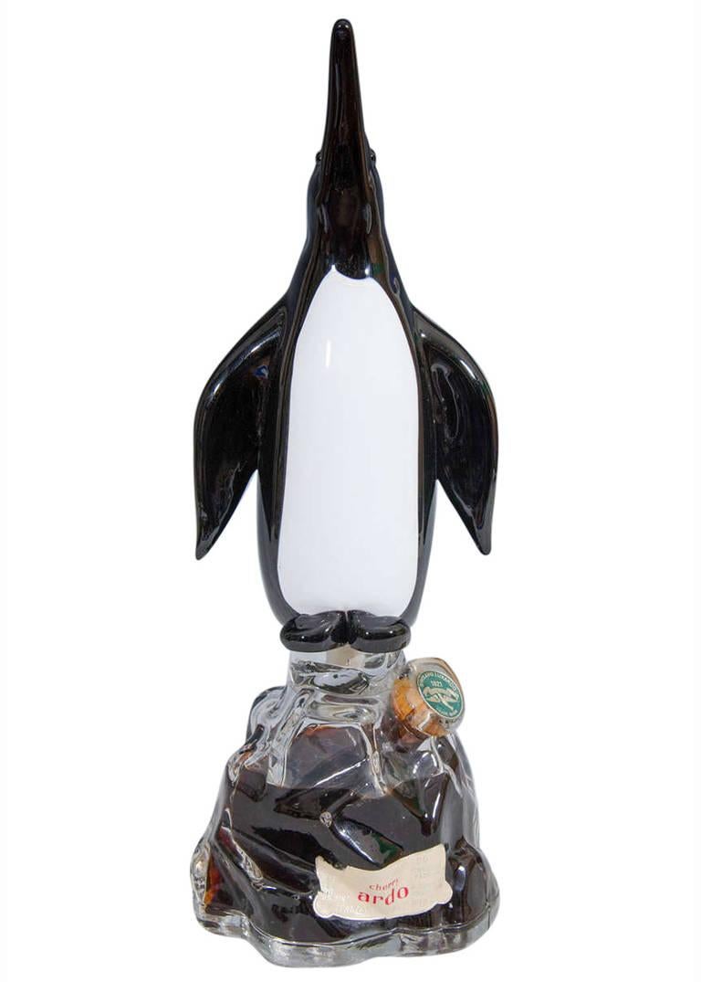 penguin glass bottle