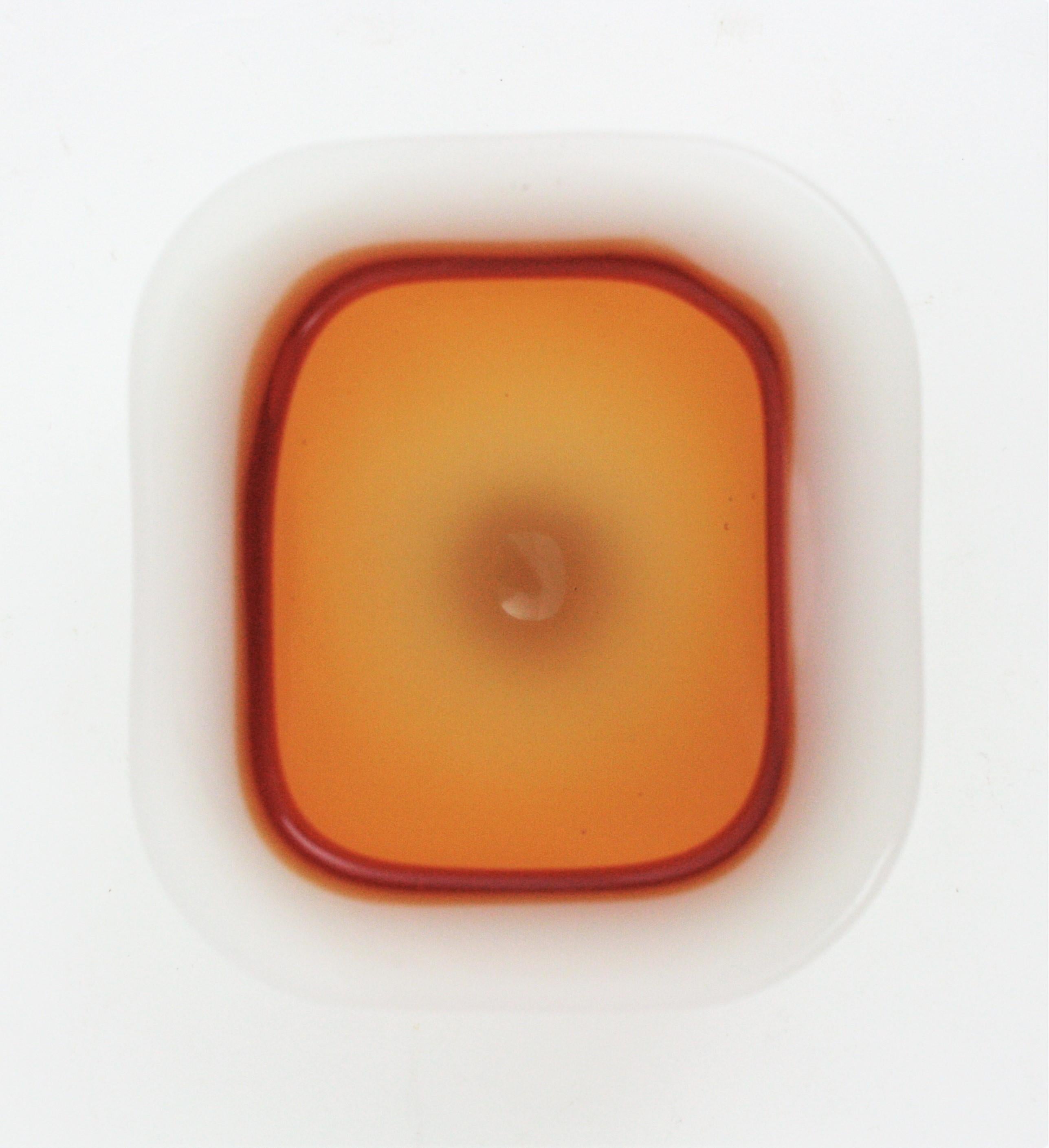 Archimede Seguso Alabastro Murano White Amber Geode Glass Bowl, 1950s 1